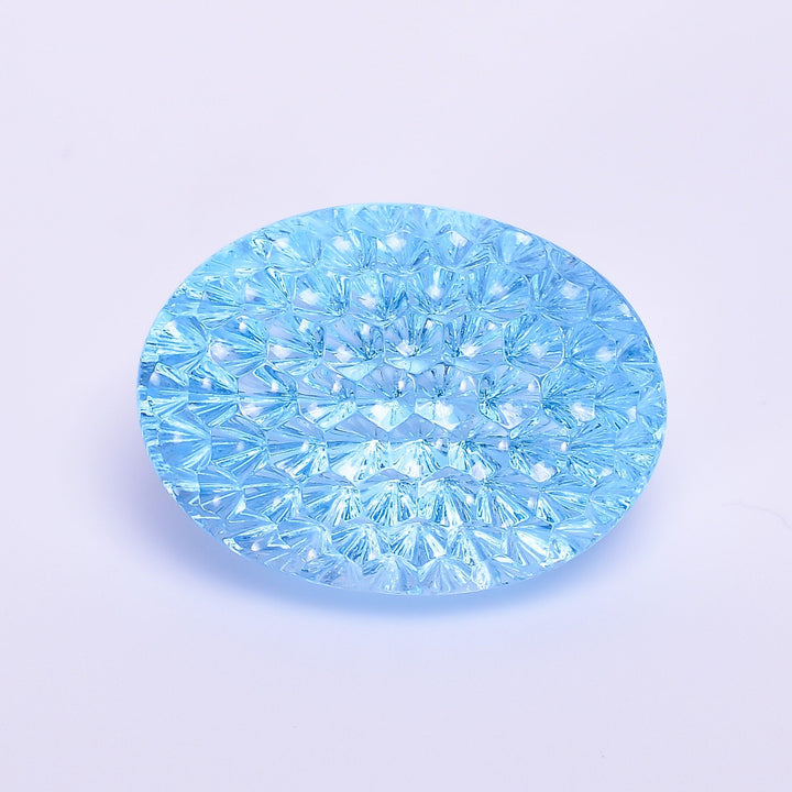 natural blue topaz oval shape fantasy cut loose gemstone