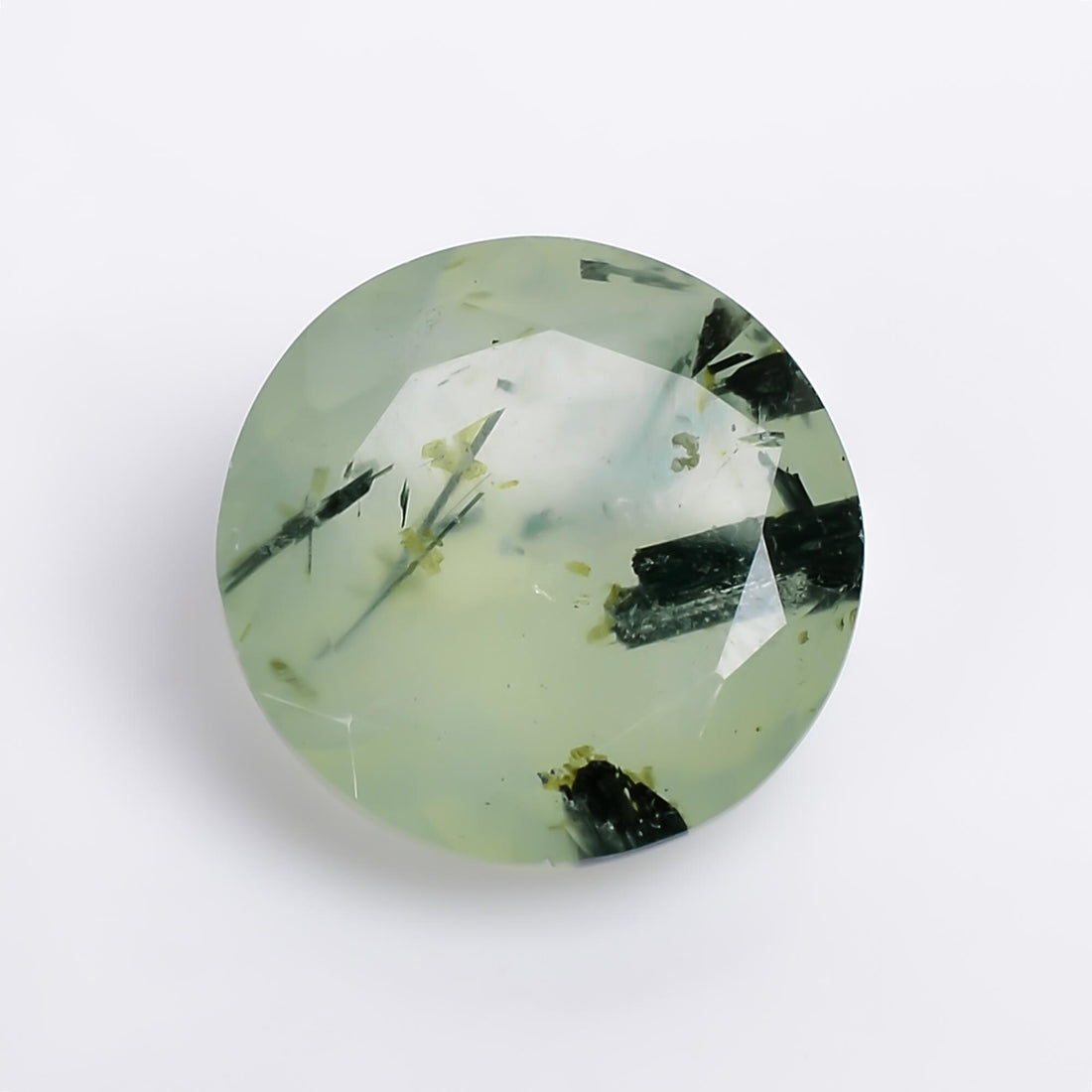 prehnite with epidote natural round shape cut stone loose gemstone