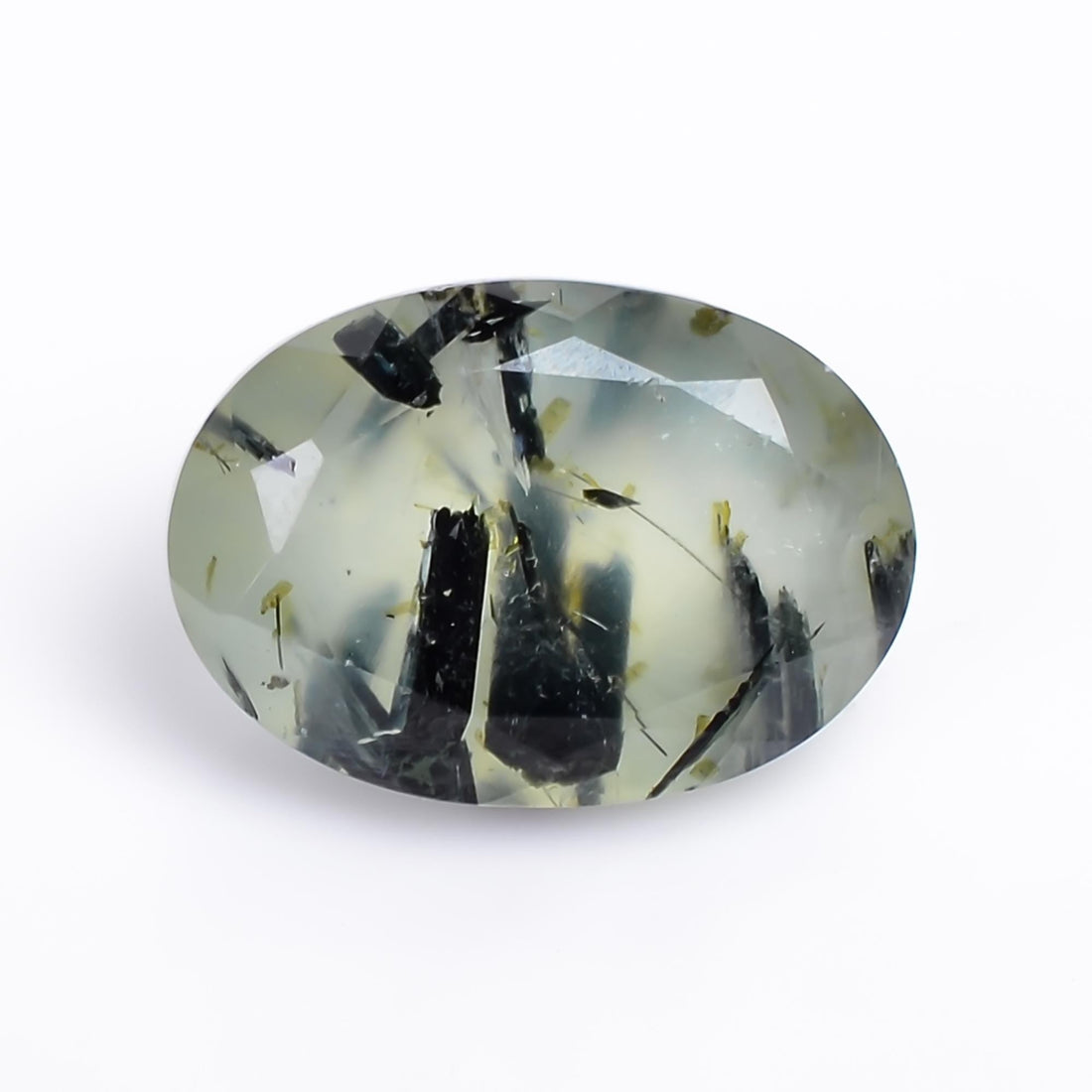 prehnite with epidote natural oval shape cut stone loose gemstone