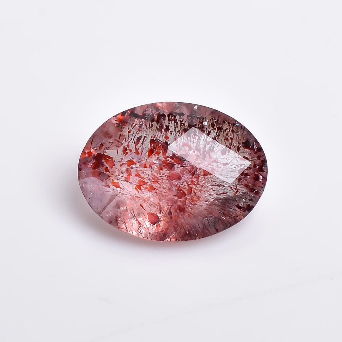 natural elestial quartz oval shape faceted loose gemstone