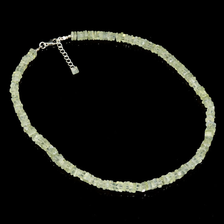 prehnite natural gemstone square heishi shape smooth necklace 17 19 beads 5x5x3 mm 157 ct yn 418