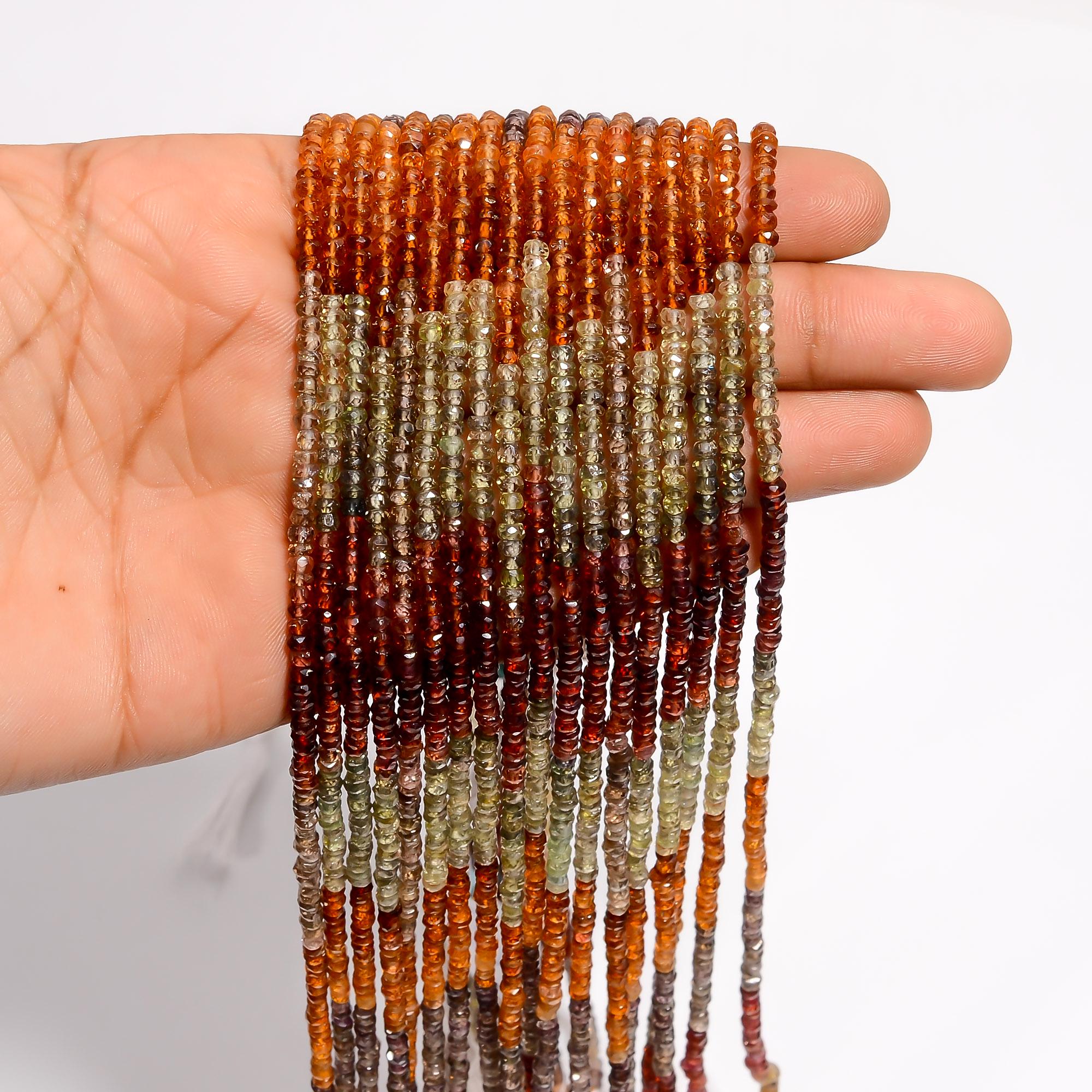 multi sapphire natural gemstone rondelle shape smooth 16 lines strand 14 beads 3x3x2 mm 870 5 ct yn 498