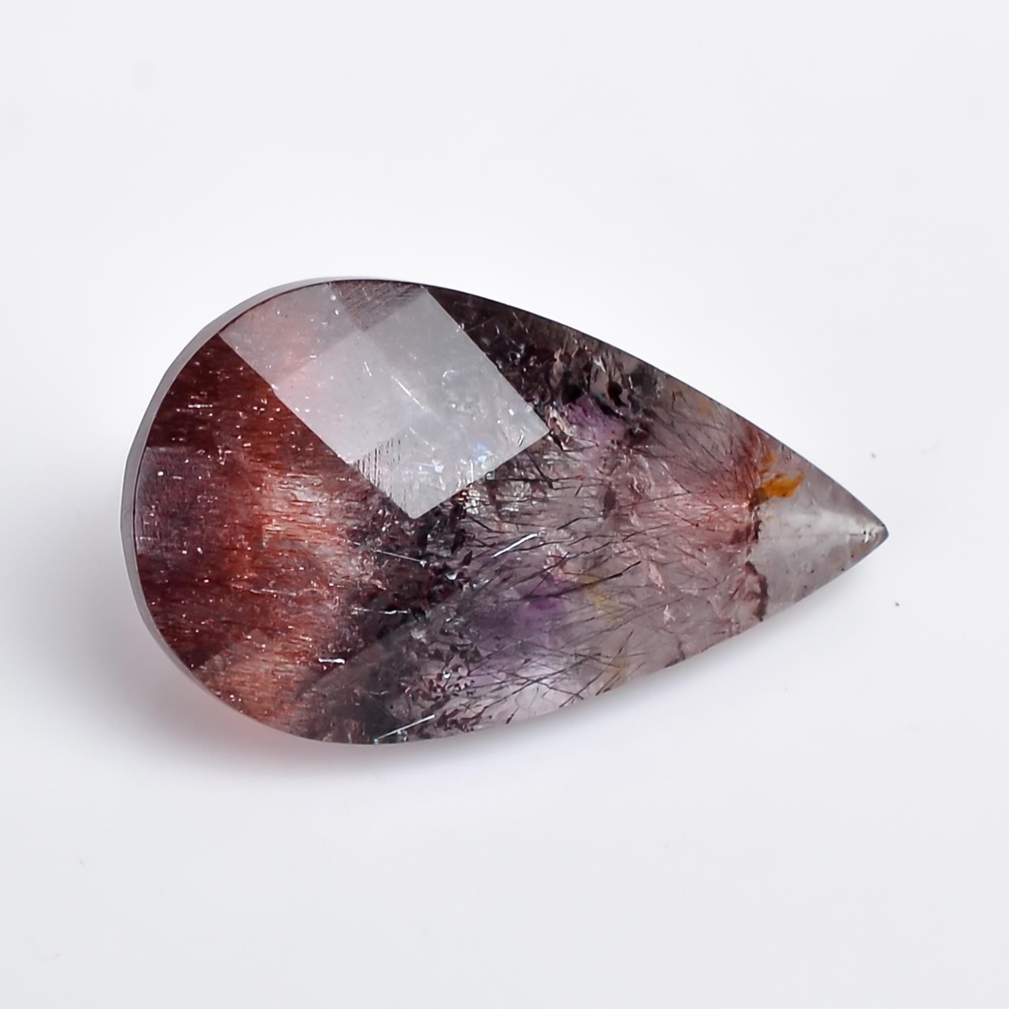 elestial quartz natural pear shape faceted loose gemstone