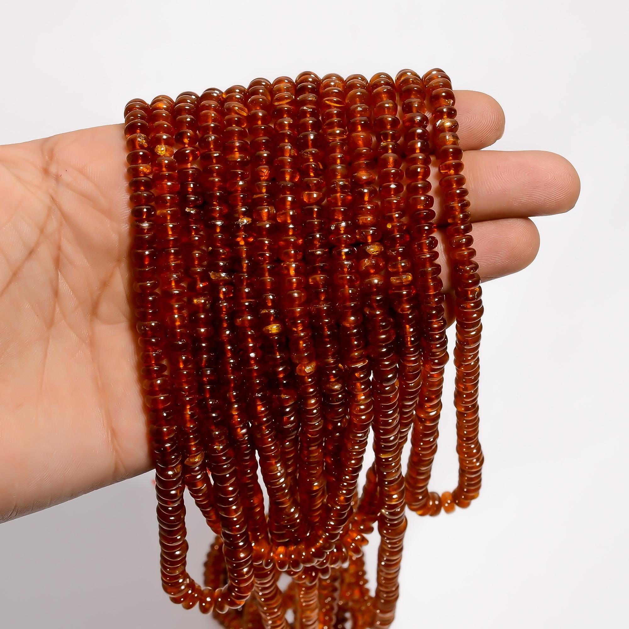 orange kyanite natural gemstone rondelle shape smooth 