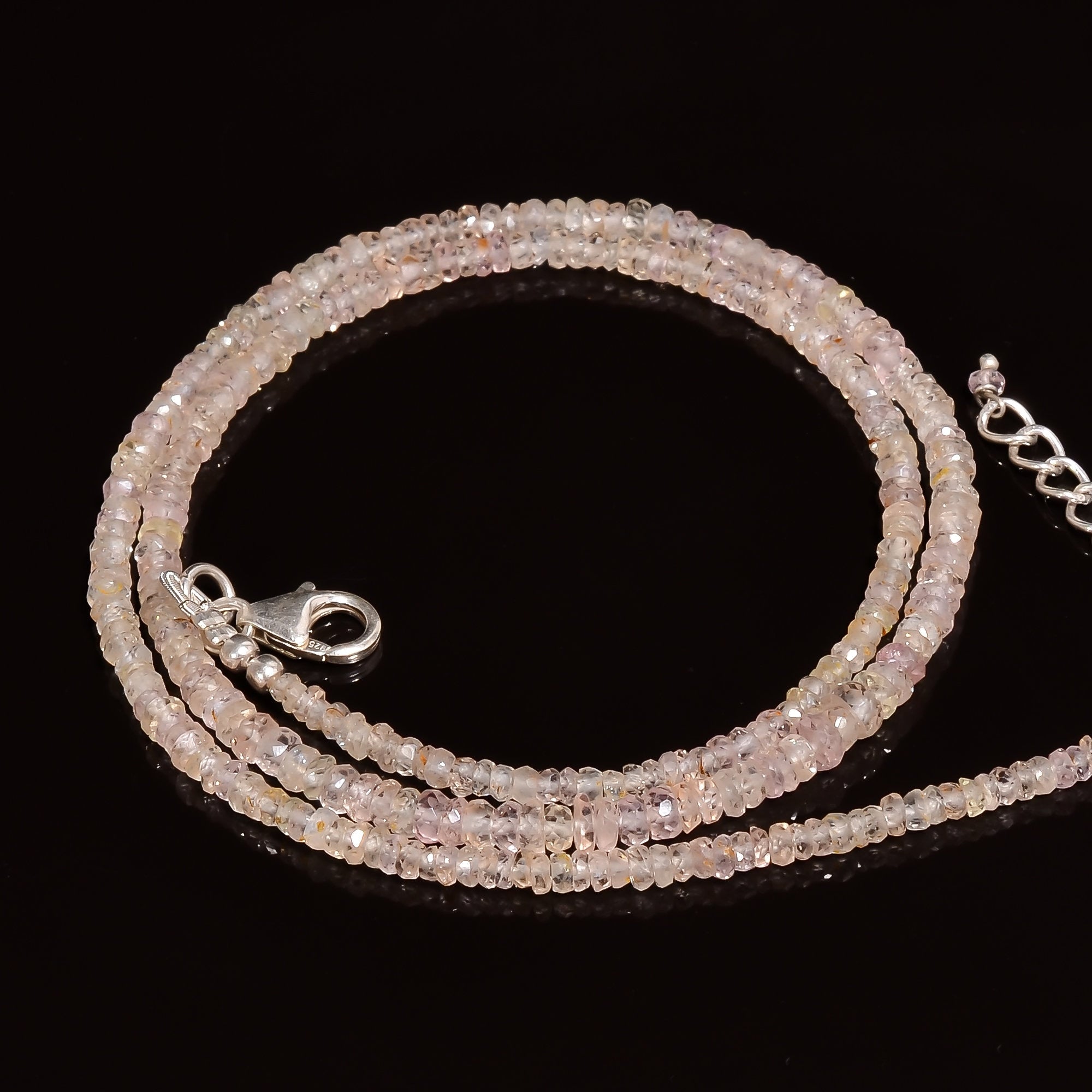 sapphire natural gemstone rondelle shape faceted beads necklace