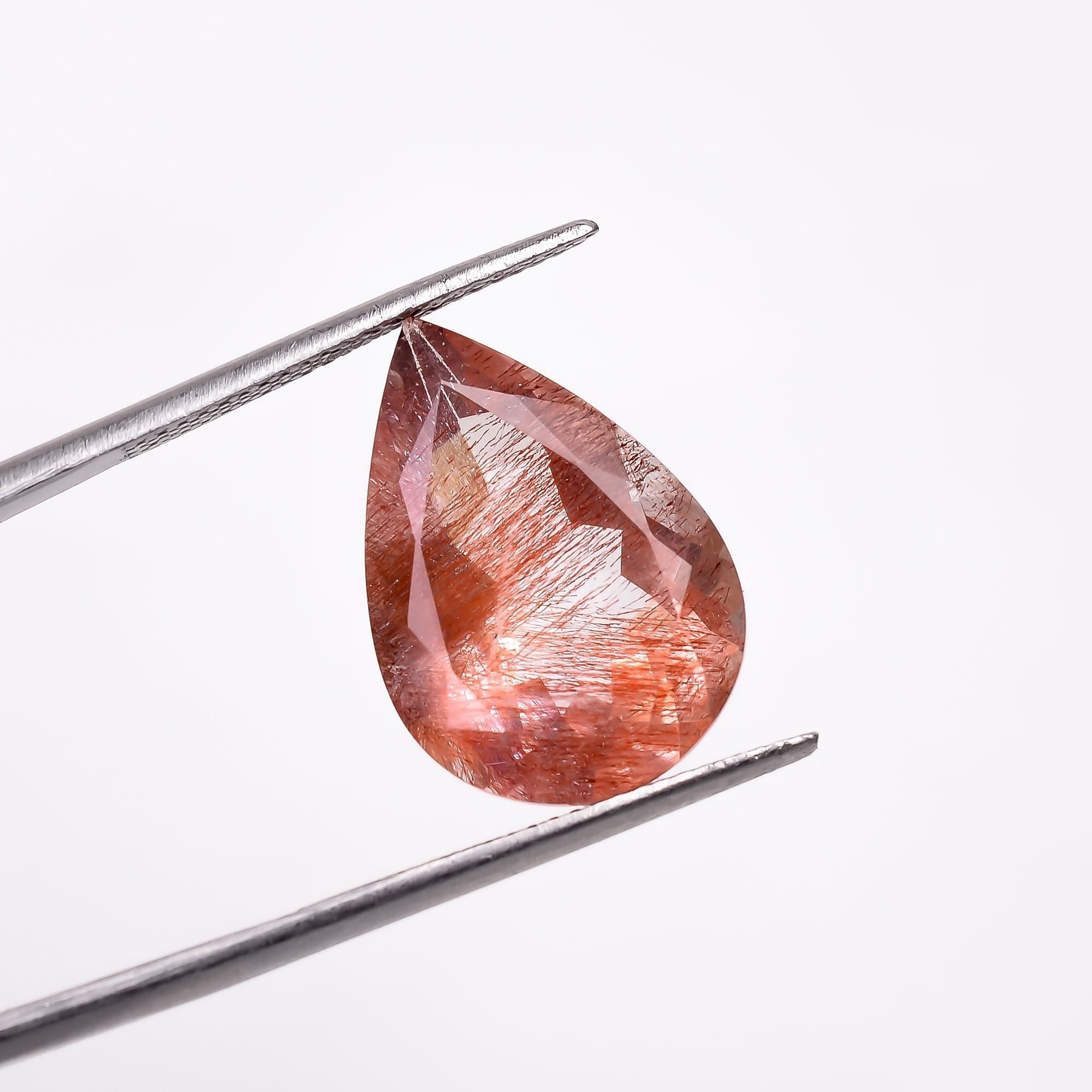 elestial quartz with lepidocrocites natural pear shape cut stone loose gemstone