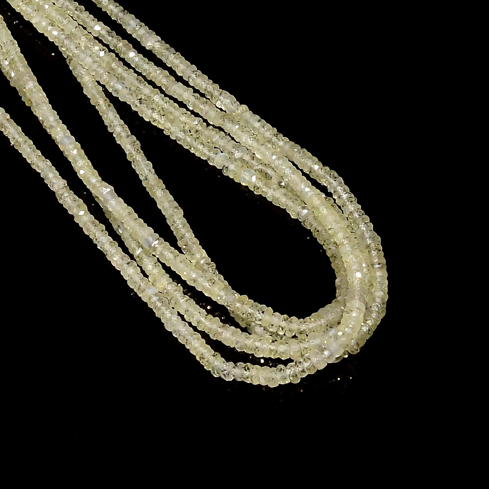 yellow sapphire natural gemstone rondelle shape faceted 4 lines strand 18 beads 3x3x2 mm 178 5 ct yn 496