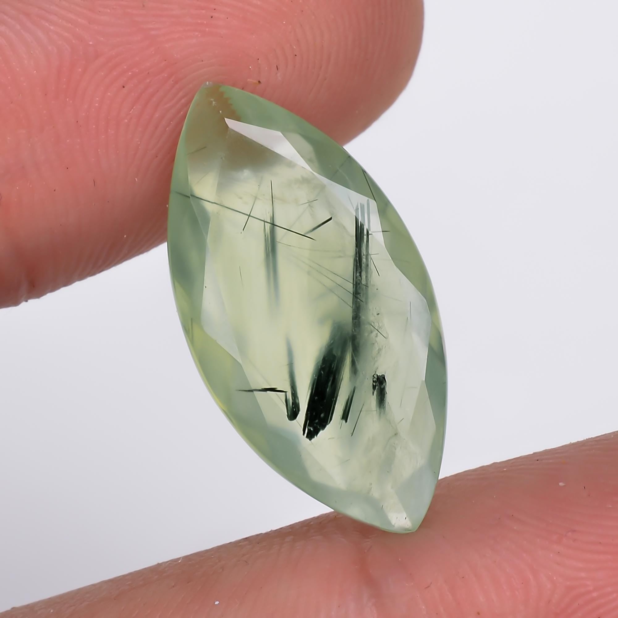 prehnite with epidote natural marquise shape cut stone loose gemstone