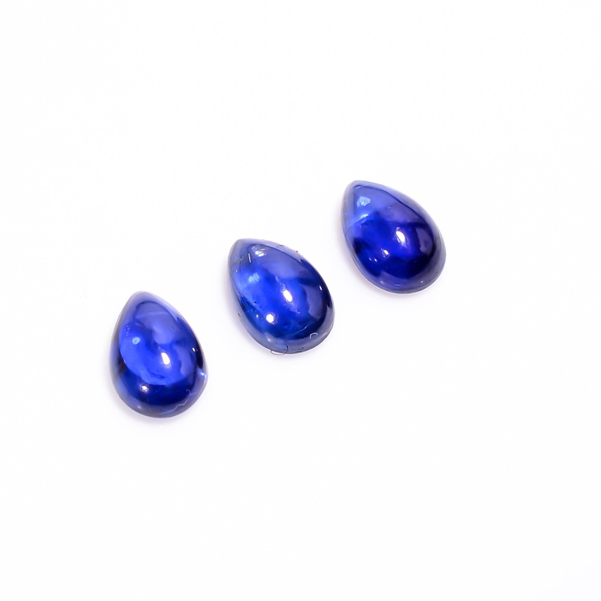 blue kyanite pear shape cabochon loose gemstone 3 pcs