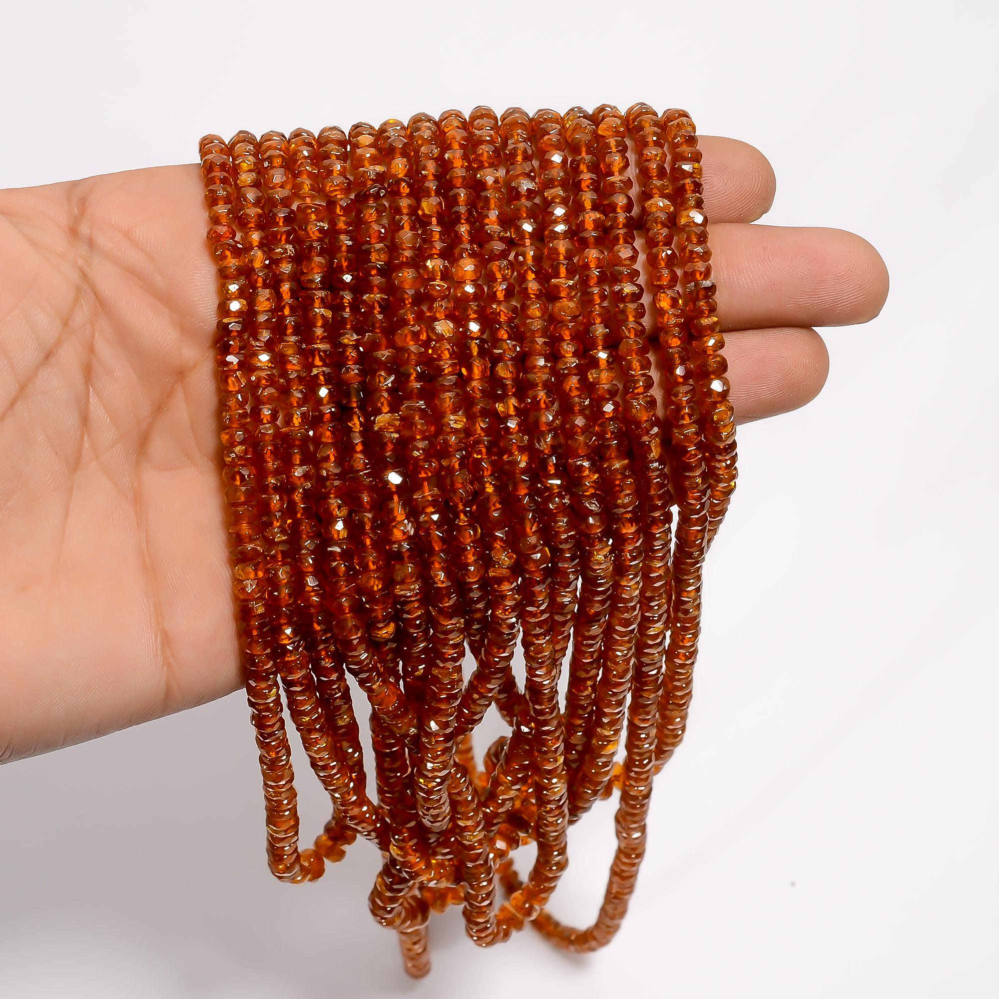 orange kyanite natural gemstone rondelle shape faceted 