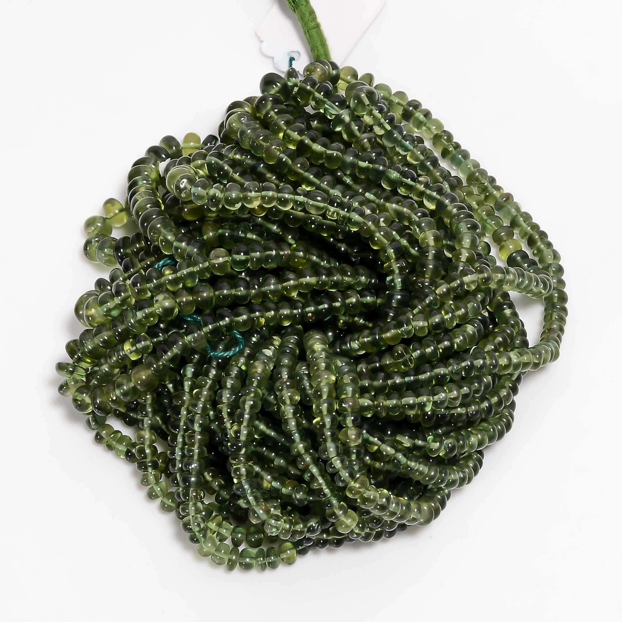 green apatite natural gemstone rondelle shape smooth 13 lines strand 16 beads 5x5x3 mm 1255 ct yn 500