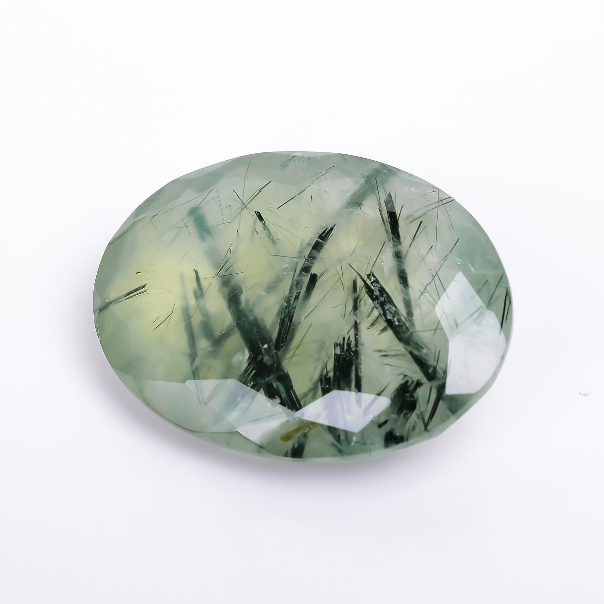 prehnite with epidote natural oval shape cut stone loose gemstone