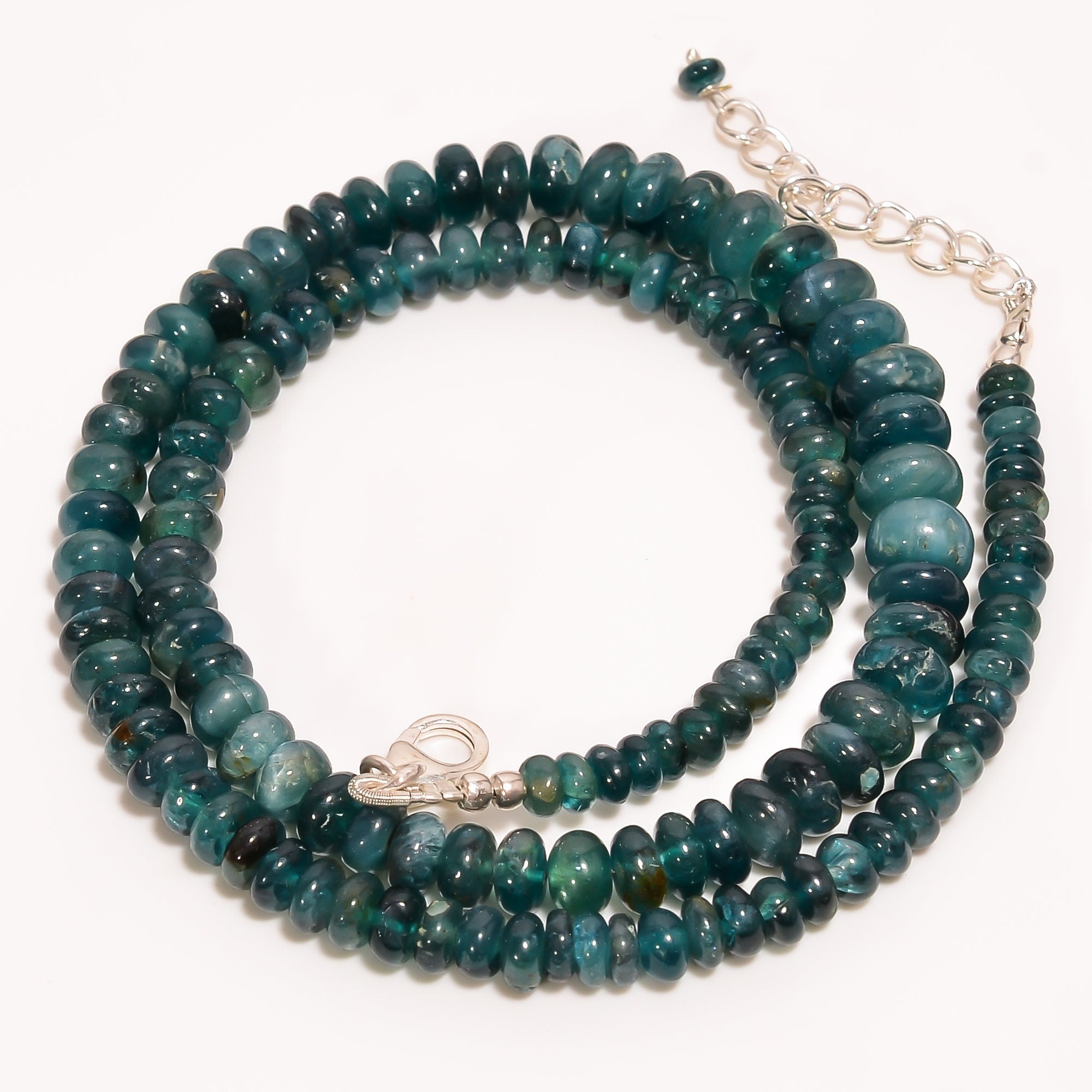 grandidierite natural gemstone rondelle shape smooth beads necklace 