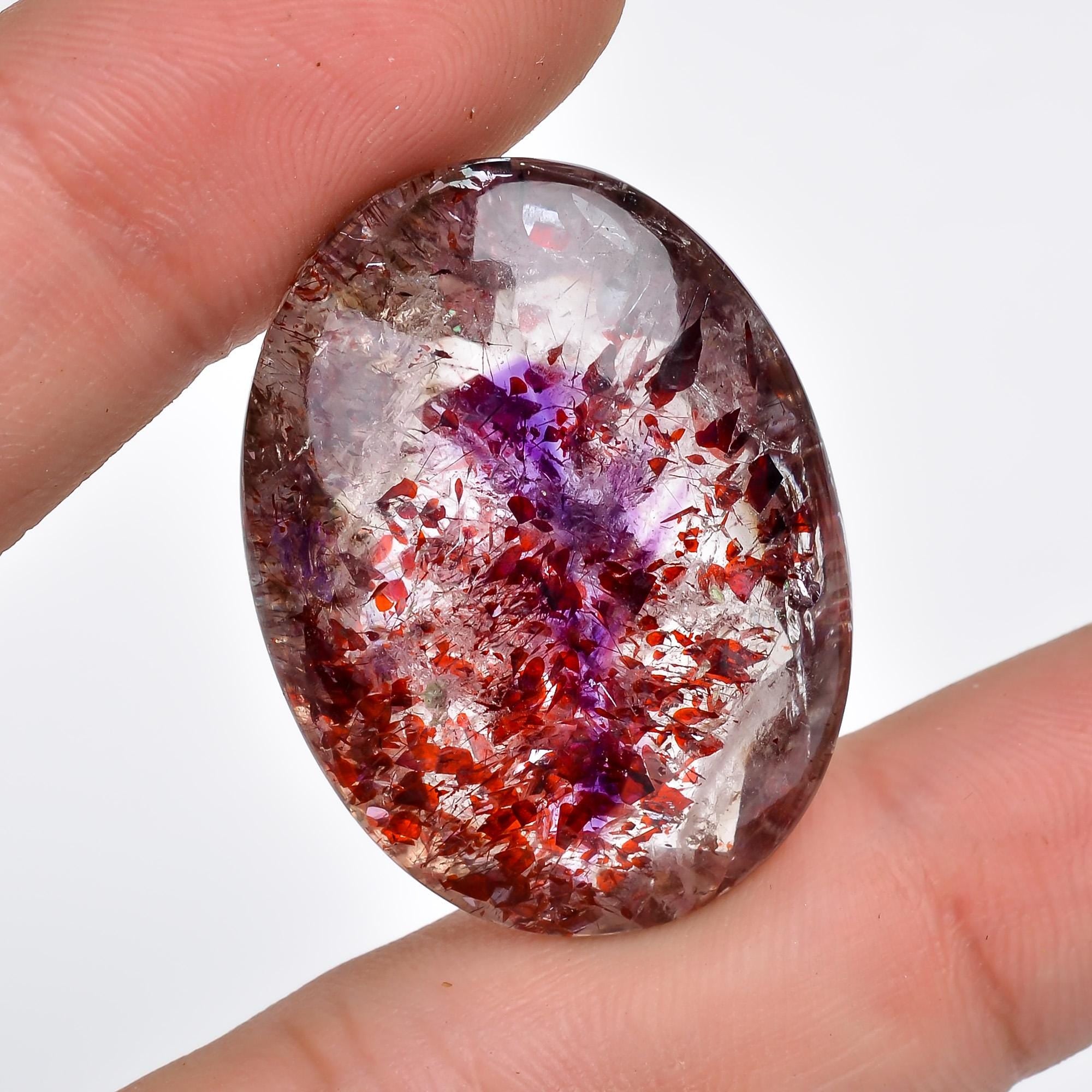 elestial quartz oval shape faceted cabochon loose gemstone