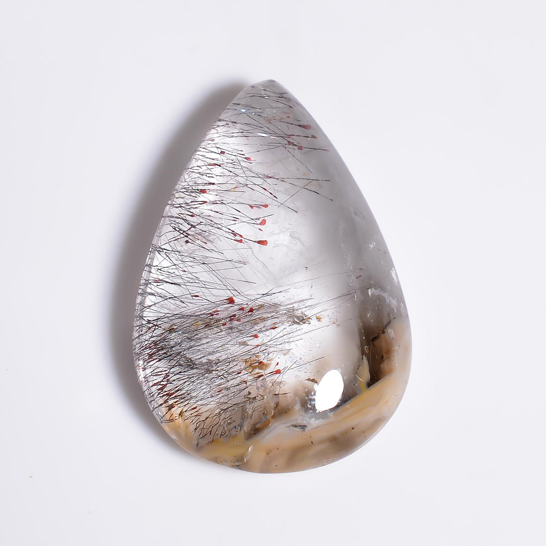 elestial quartz pear shape cabochon loose gemstone