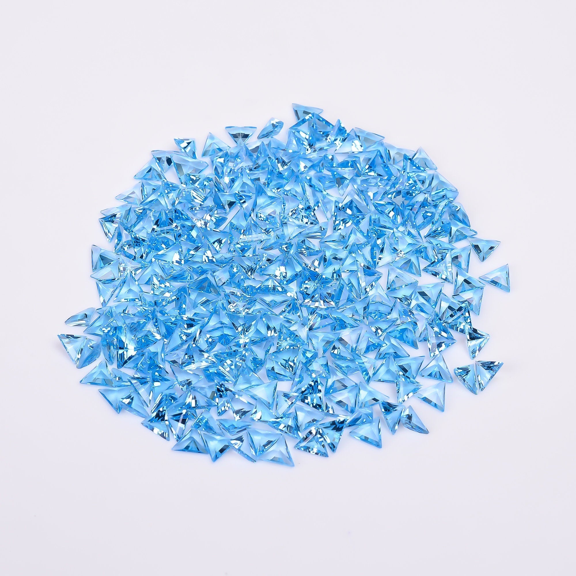 natural blue topaz triangle shape cut stone loose gemstone lot