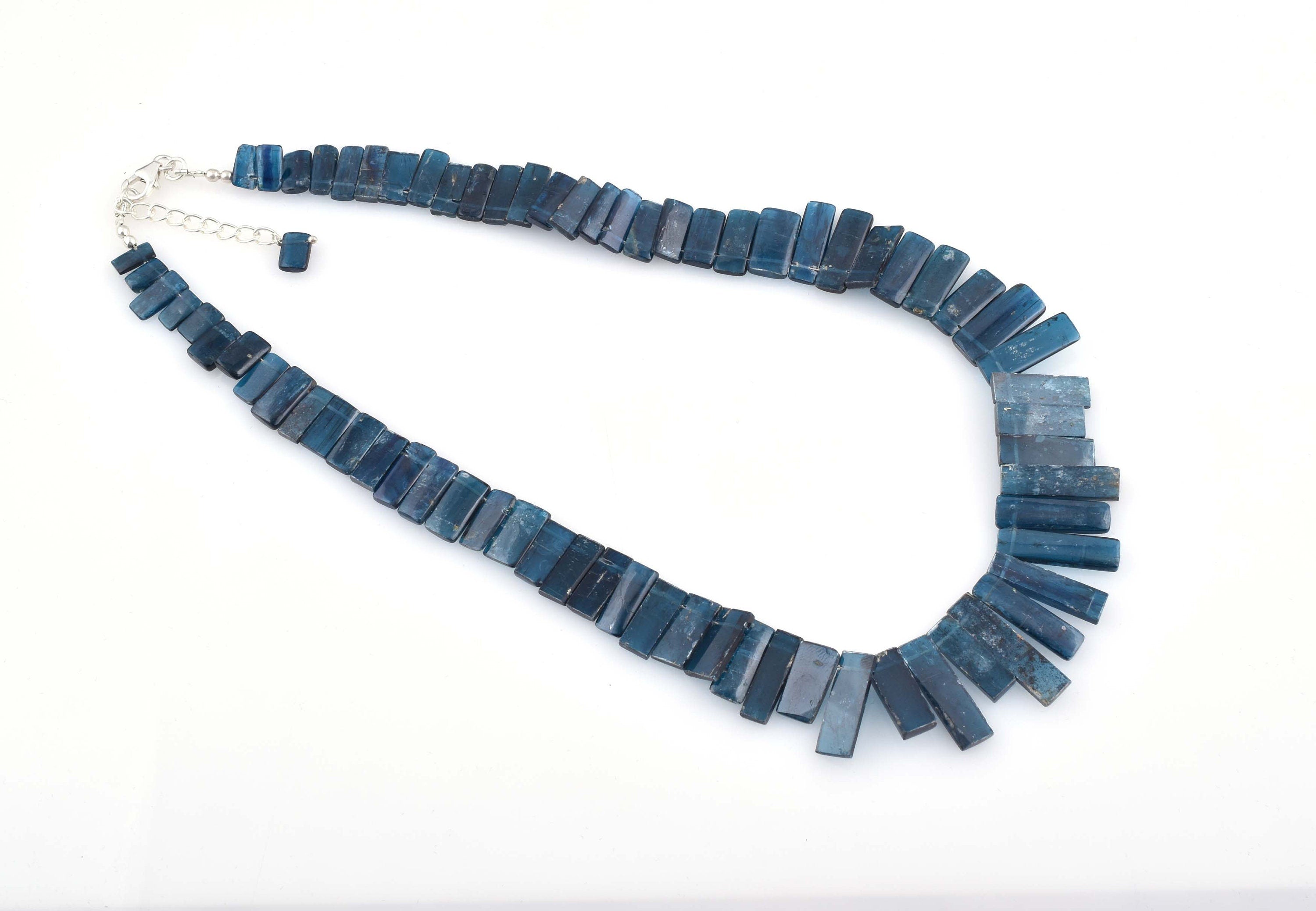 kyanite sticks necklace 16inch dark blue kyanite sticks 197cts yn 036 ready to wear adjustable sterling silver lock necklace kyanite beads