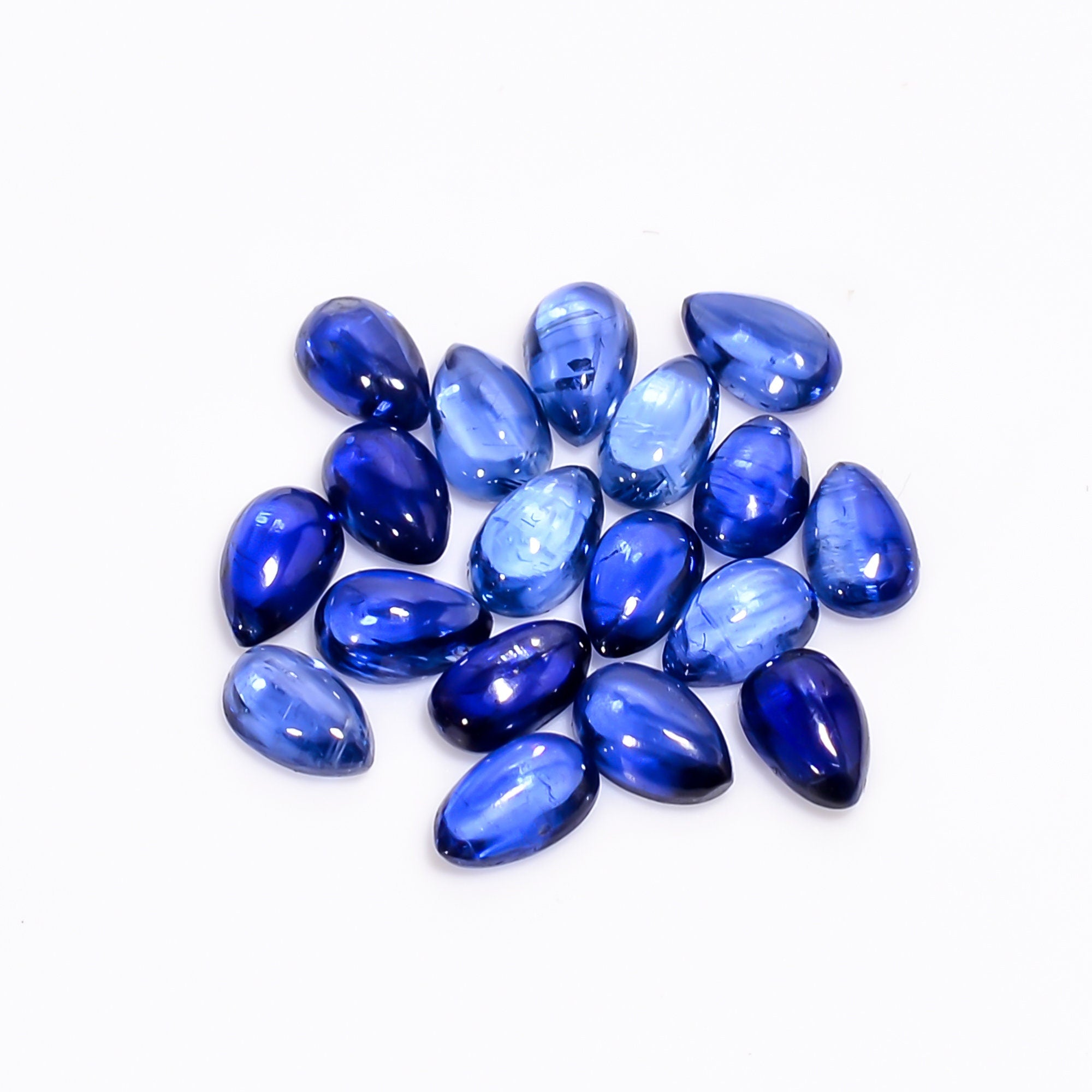 blue kyanite pear shape cabochon loose gemstone 18 pcs