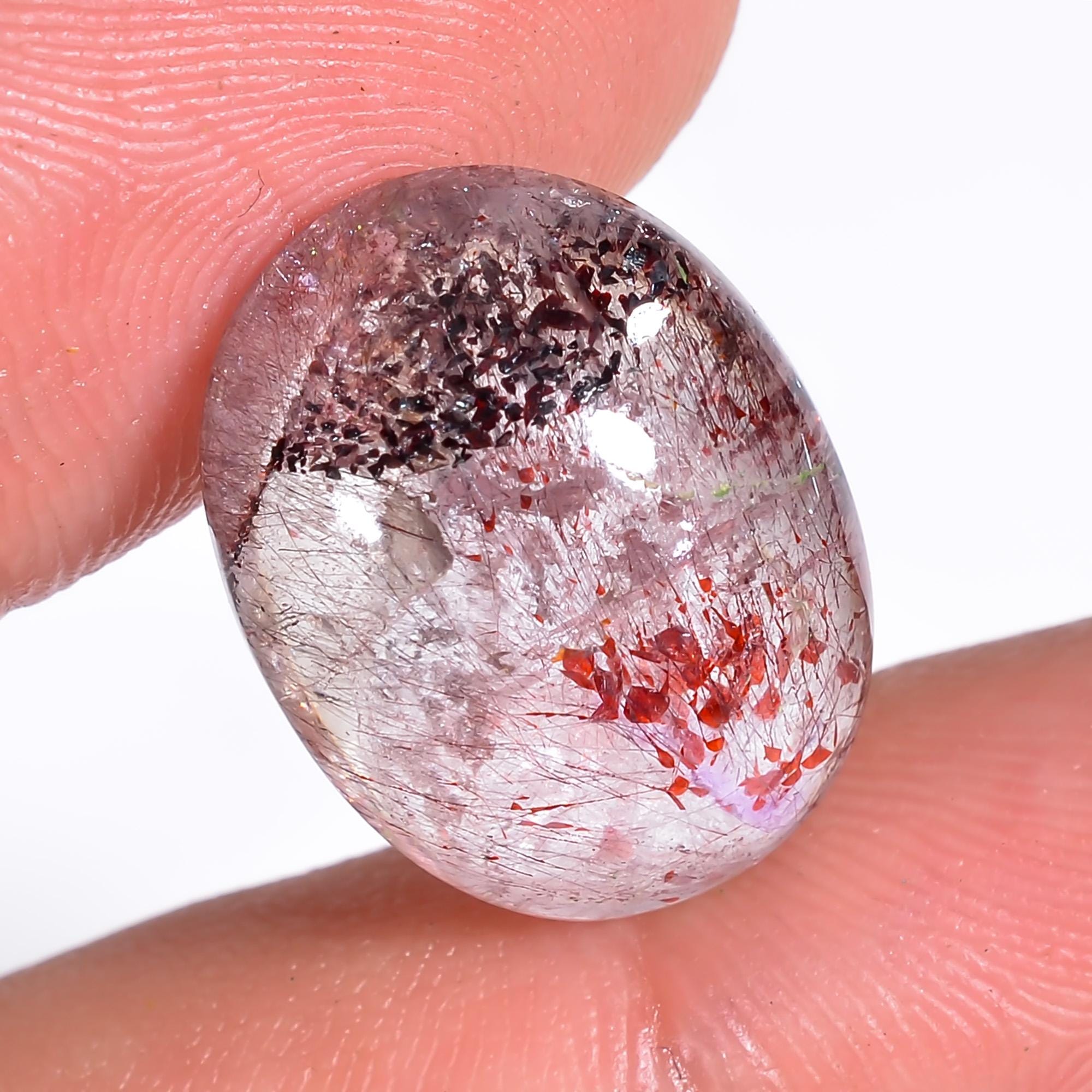 elestial quartz oval shape cabochon loose gemstone