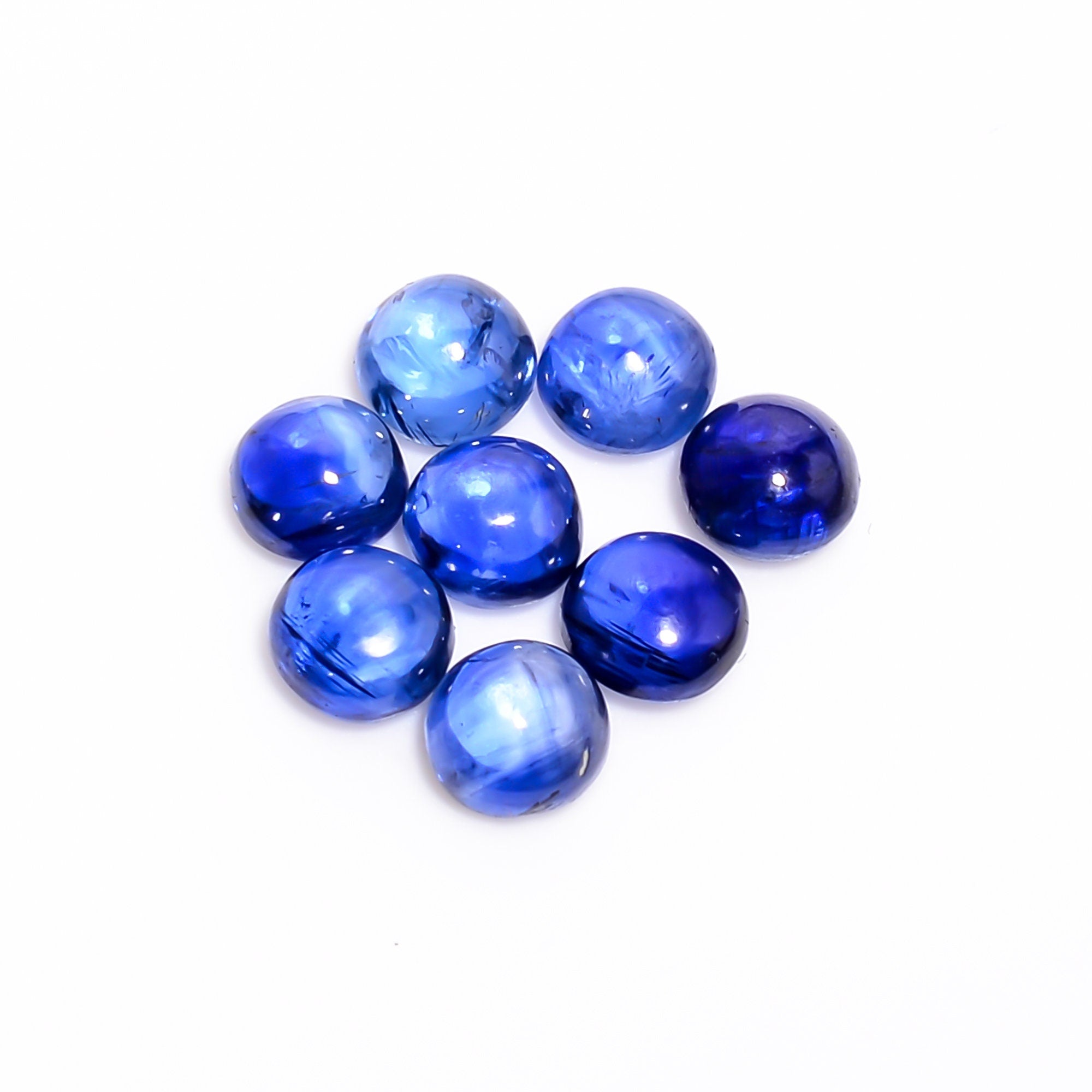 blue kyanite round shape cabochon loose gemstone 8 pcs