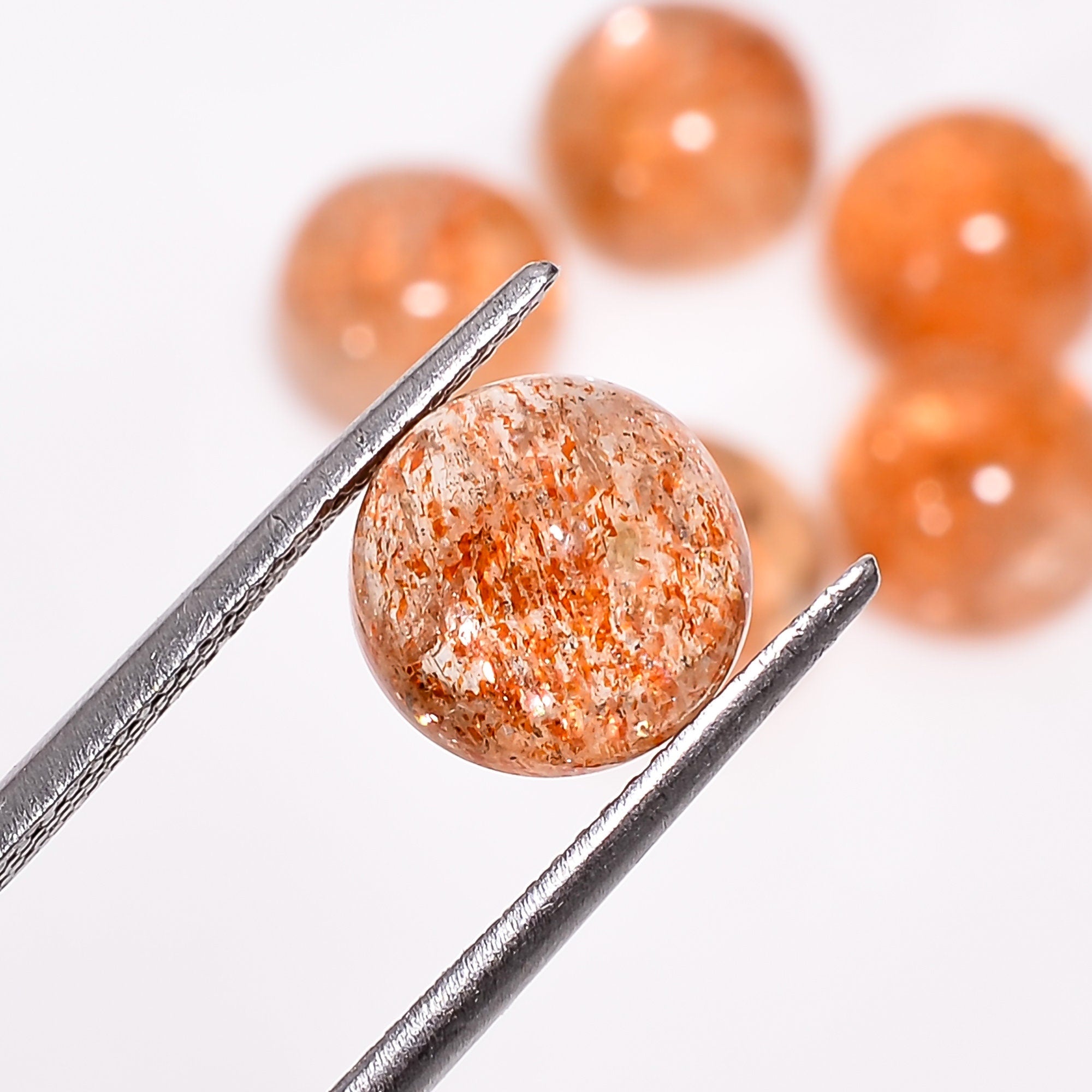 sunstone round shape cabochon natural loose gemstone 6 pcs lot