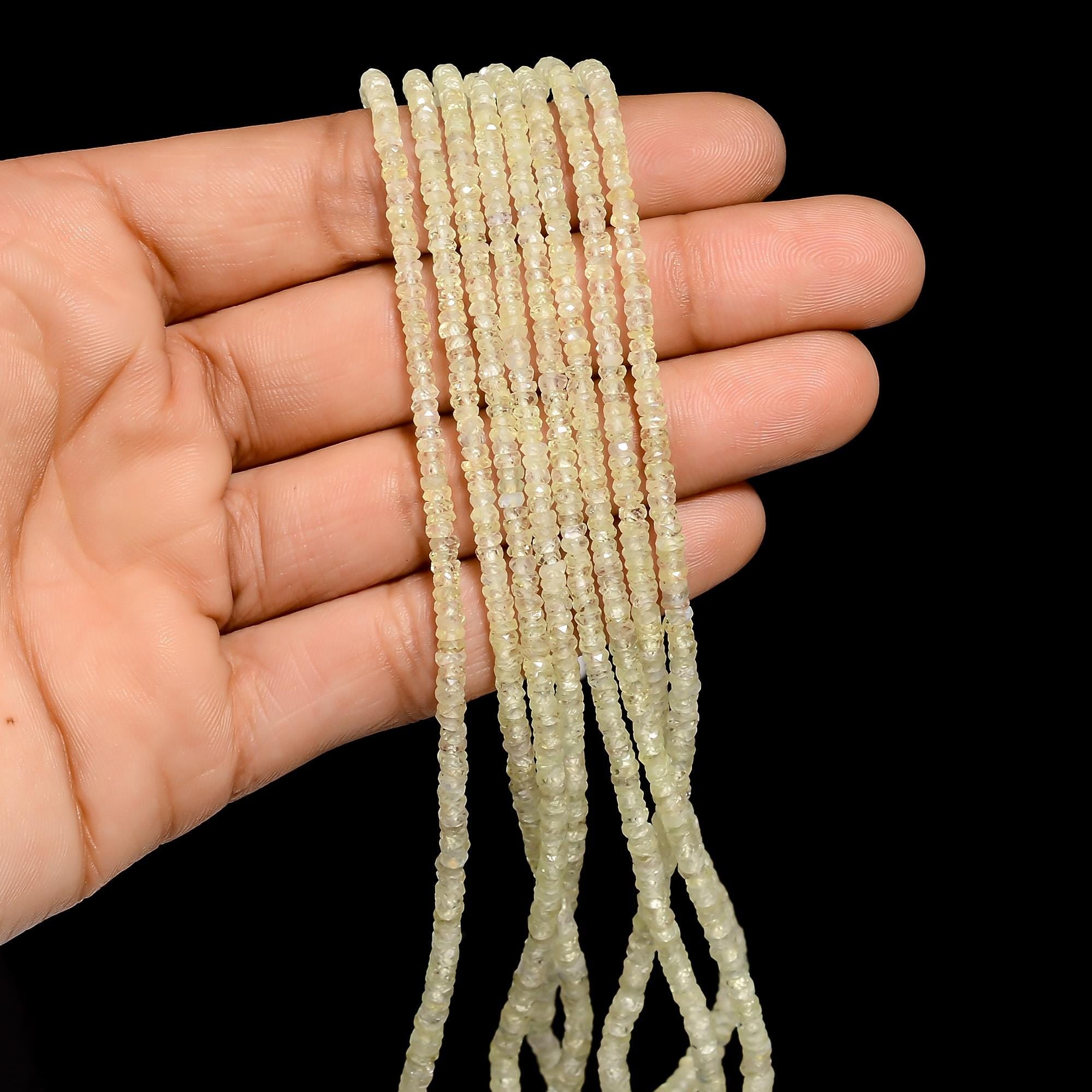 yellow sapphire natural gemstone rondelle shape faceted 4 lines strand 18 beads 3x3x2 mm 178 5 ct yn 496