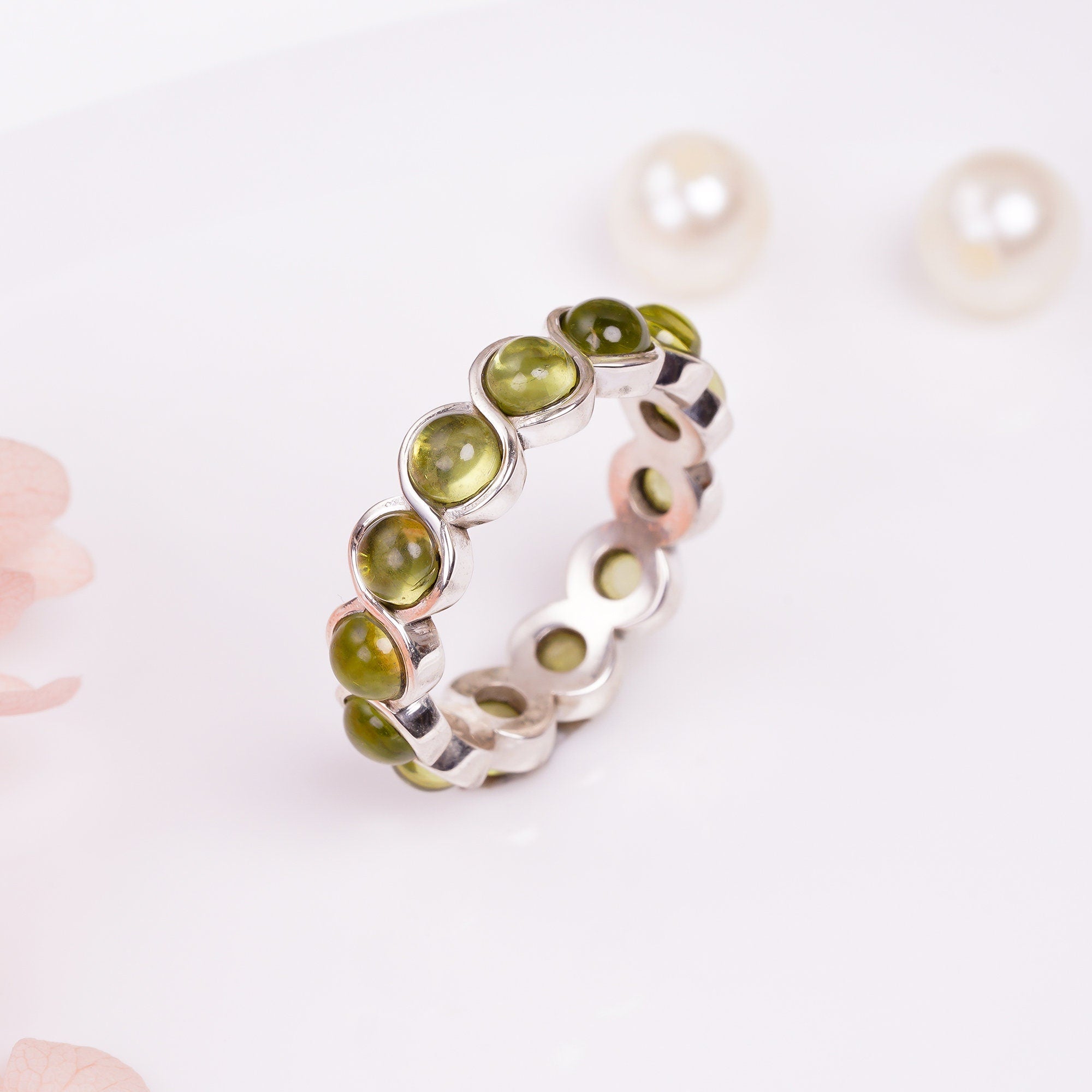 natural peridot round shape ethnic style handmade ring 925 sterling silver ring y 7788