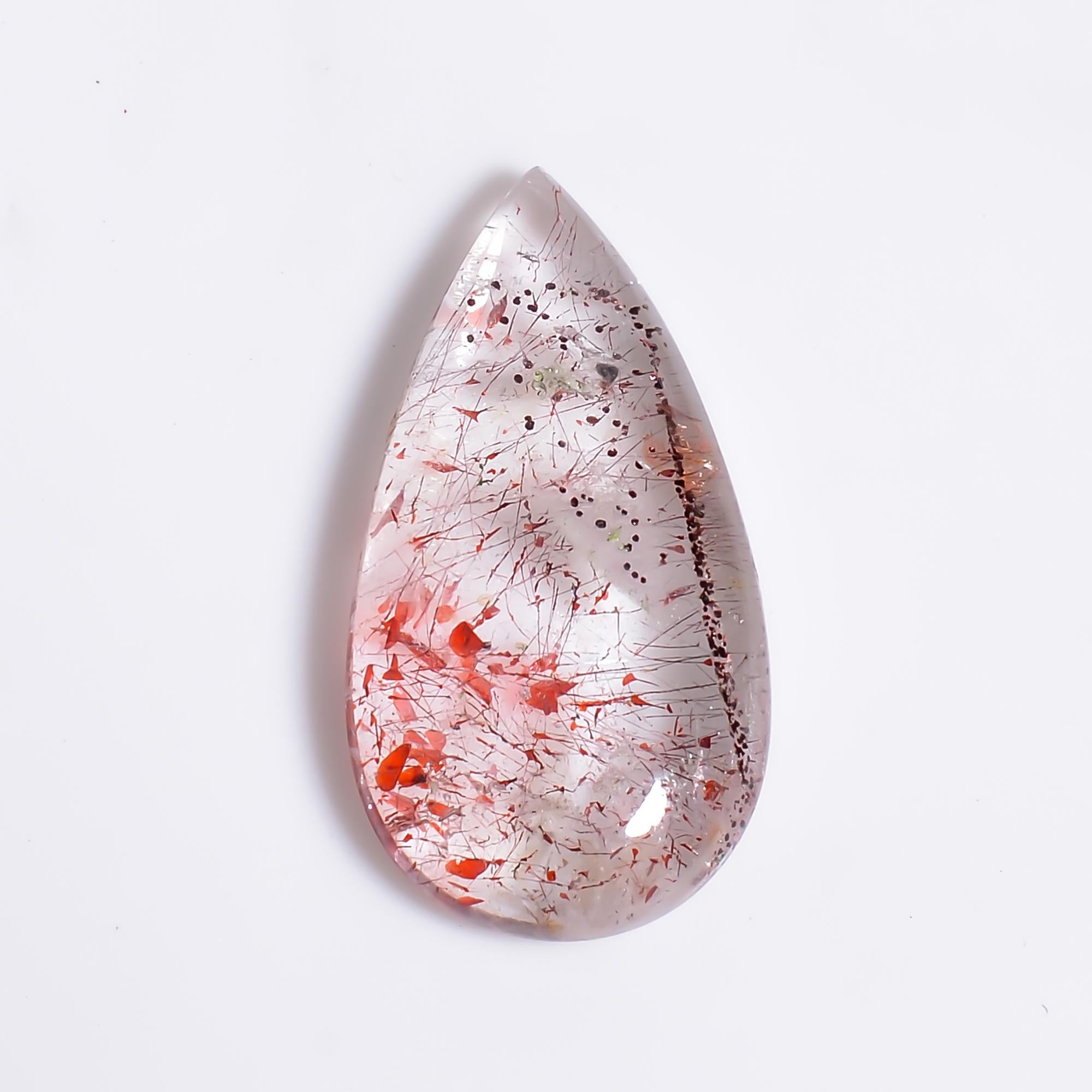 elestial quartz natural pear shape cabochon loose gemstone