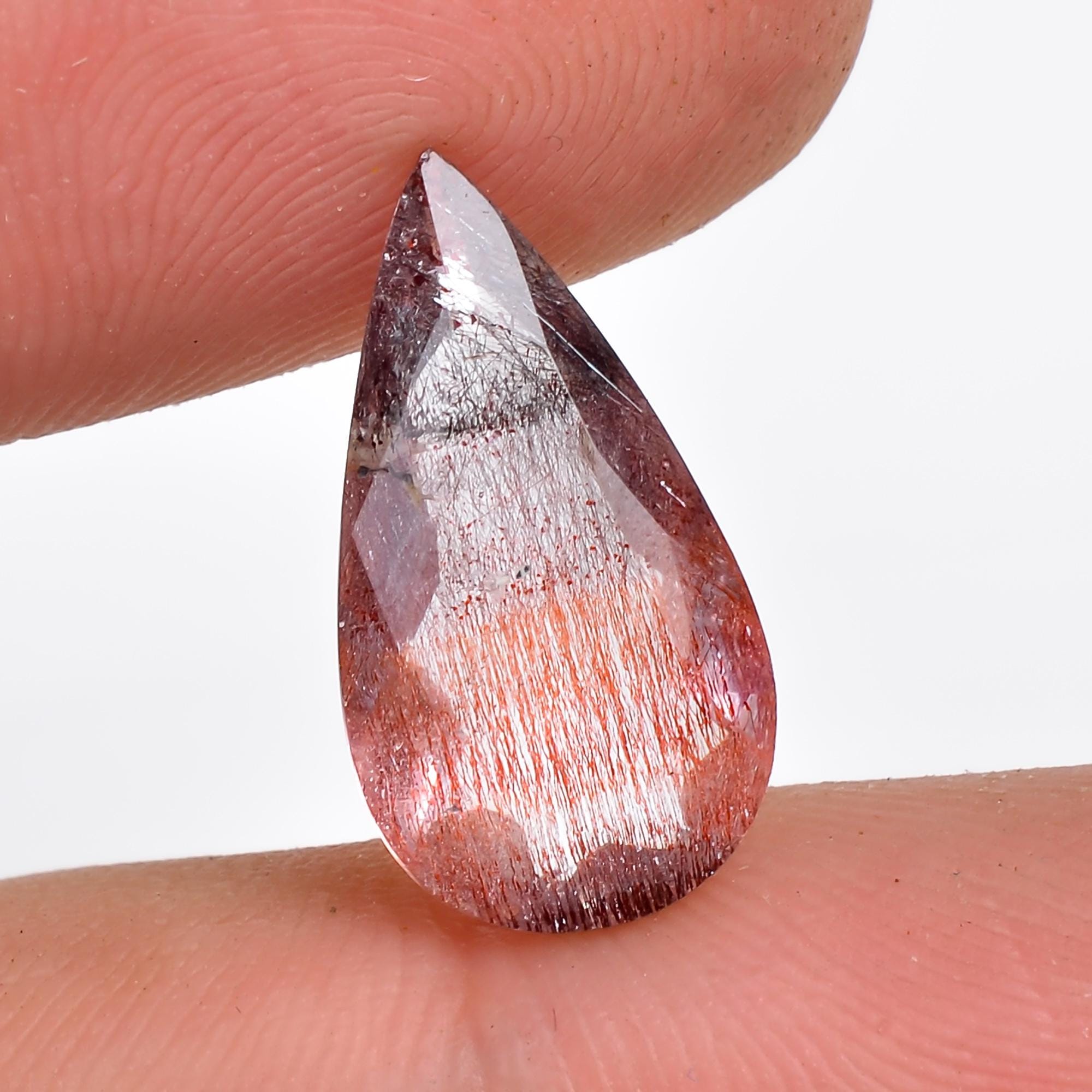 natural elestial quartz pear shape cut stone loose gemstone
