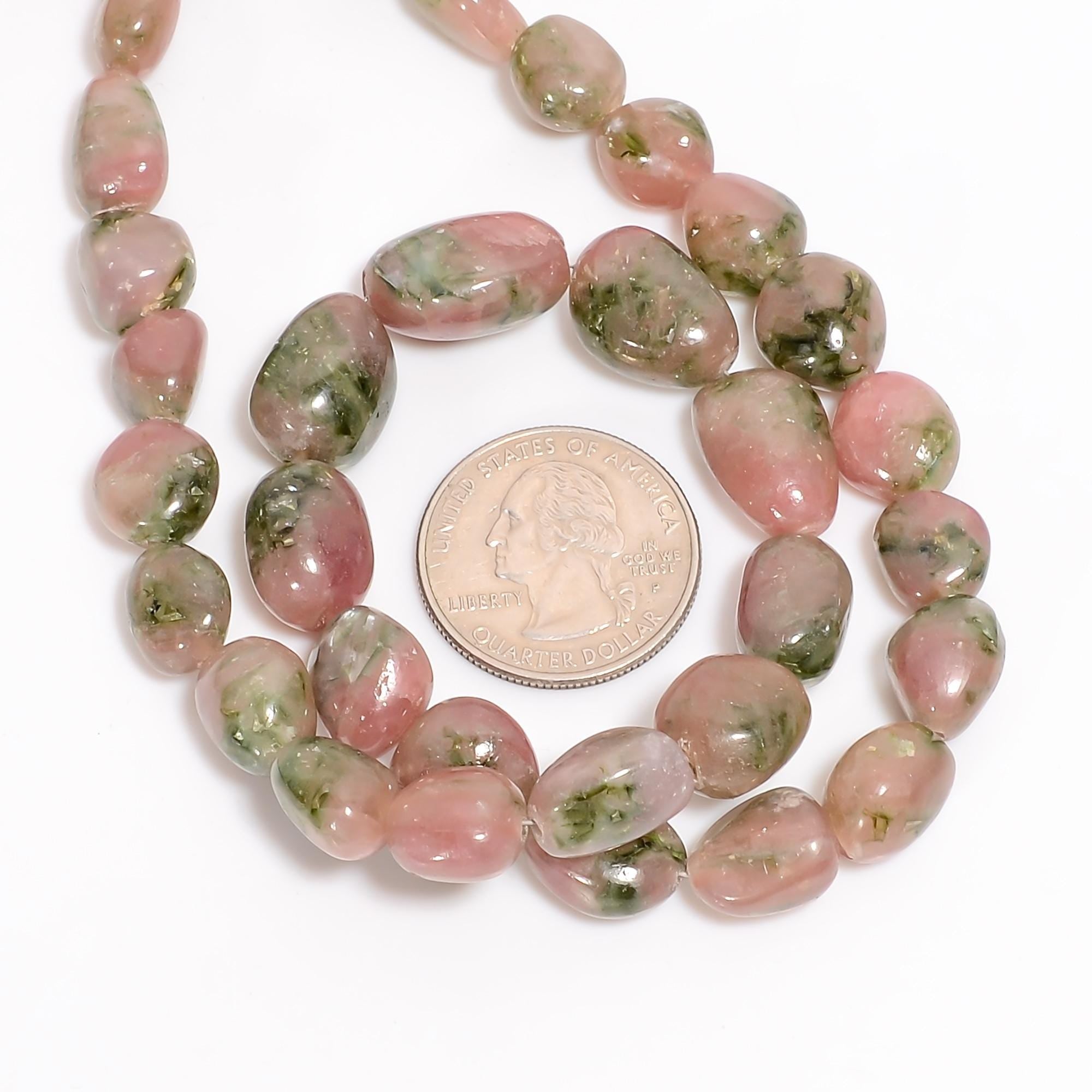 bio tourmaline natural gemstone tumbled shape smooth 5 lines strand 16 beads 7x6 18x13 mm 1176 5 ct yn 508