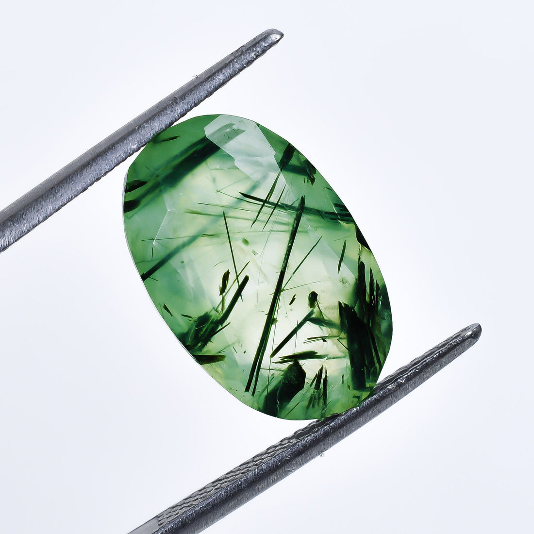 prehnite with epidote oval shape cut stone loose gemstone