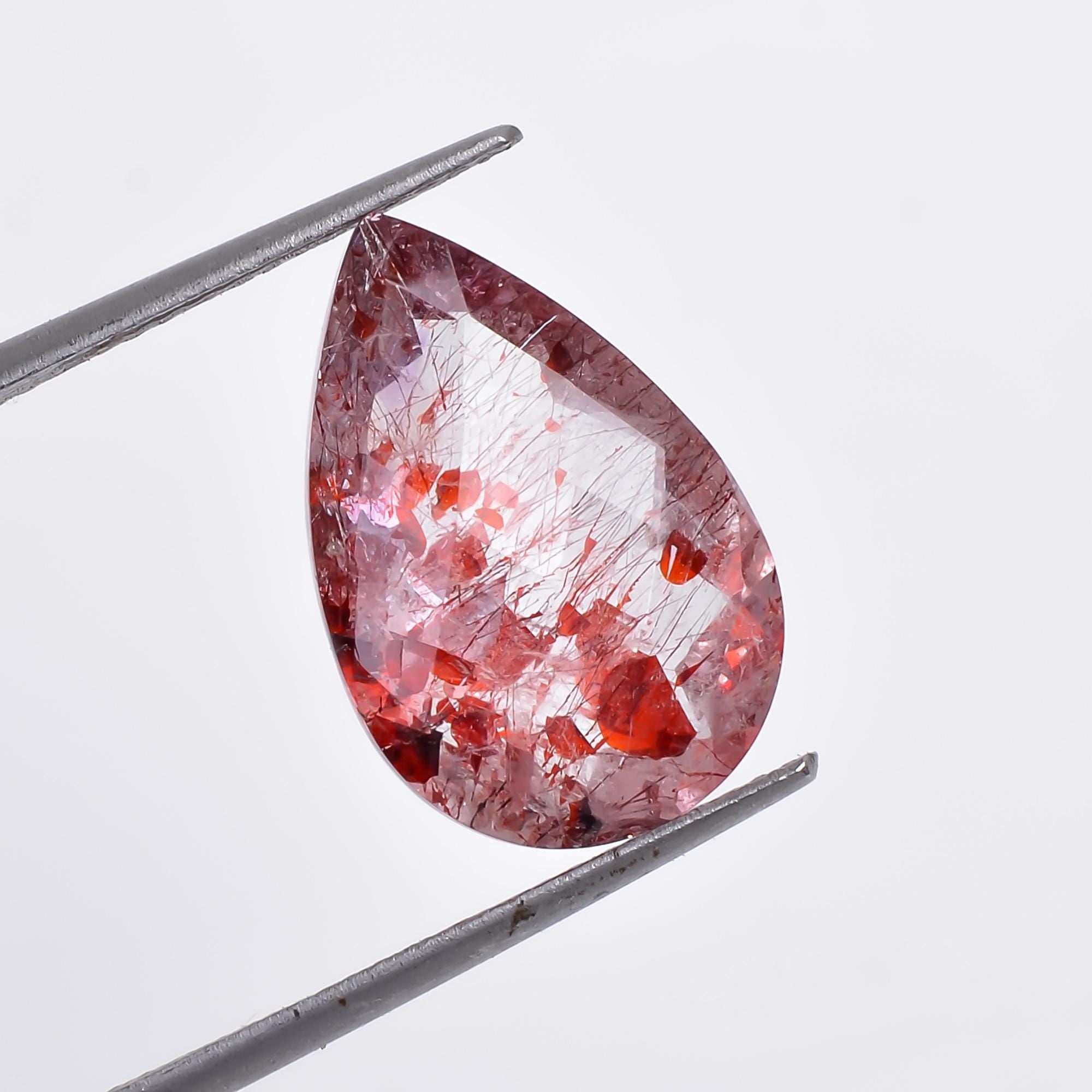 elestial quartz pear shape natural faceted loose gemstone