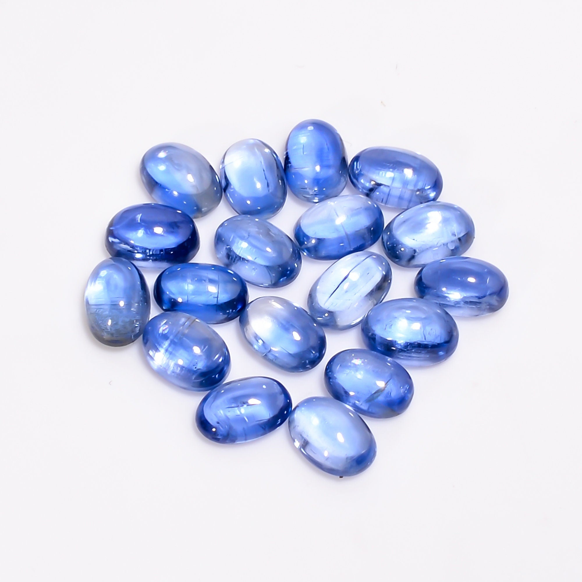 blue kyanite oval shape cabochon loose gemstone 18 pcs
