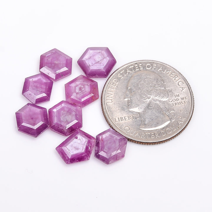 ruby natural hexagon texture shape cut stone loose gemstone 8 pcs lot