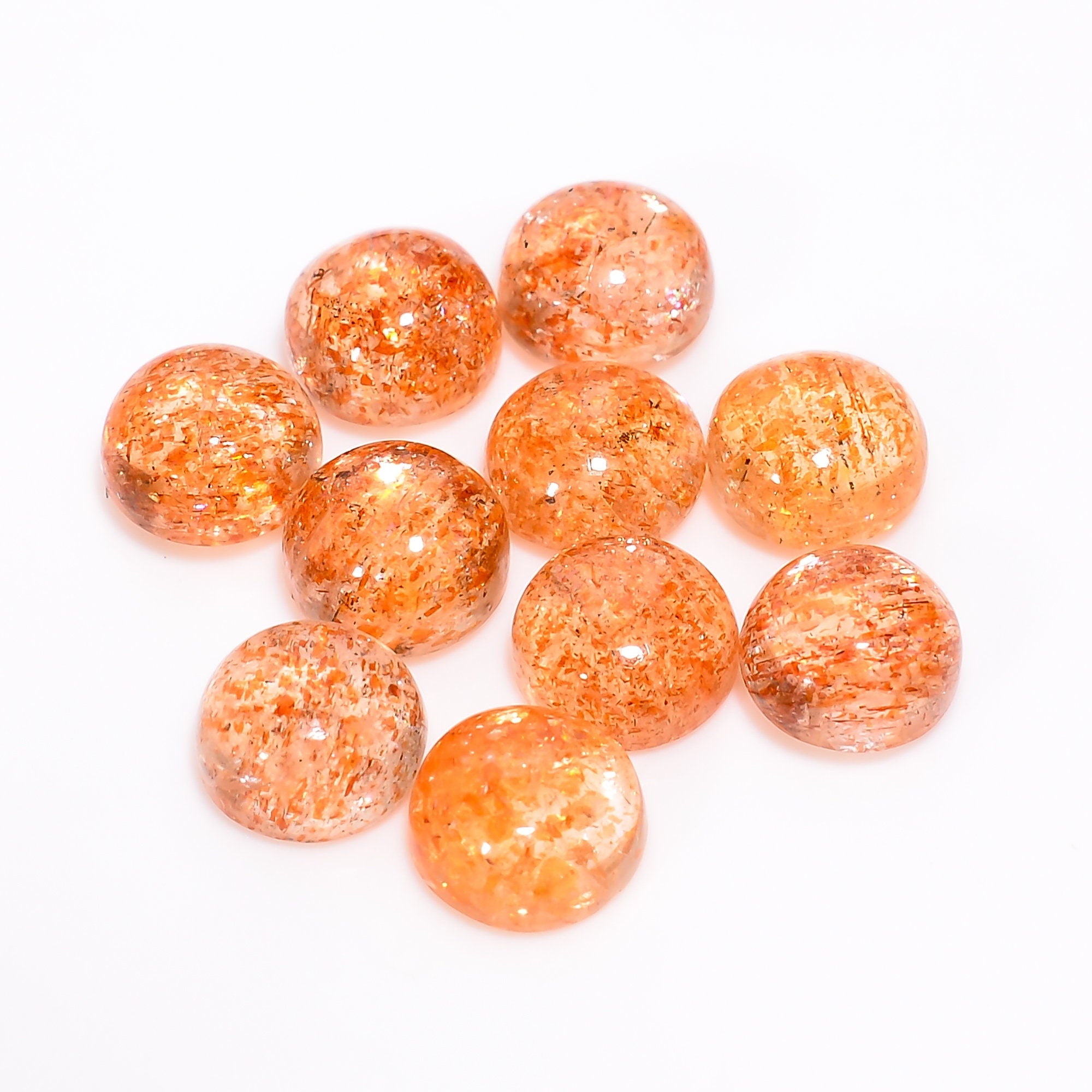 sunstone round shape cabochon natural loose gemstone 10 pcs lot