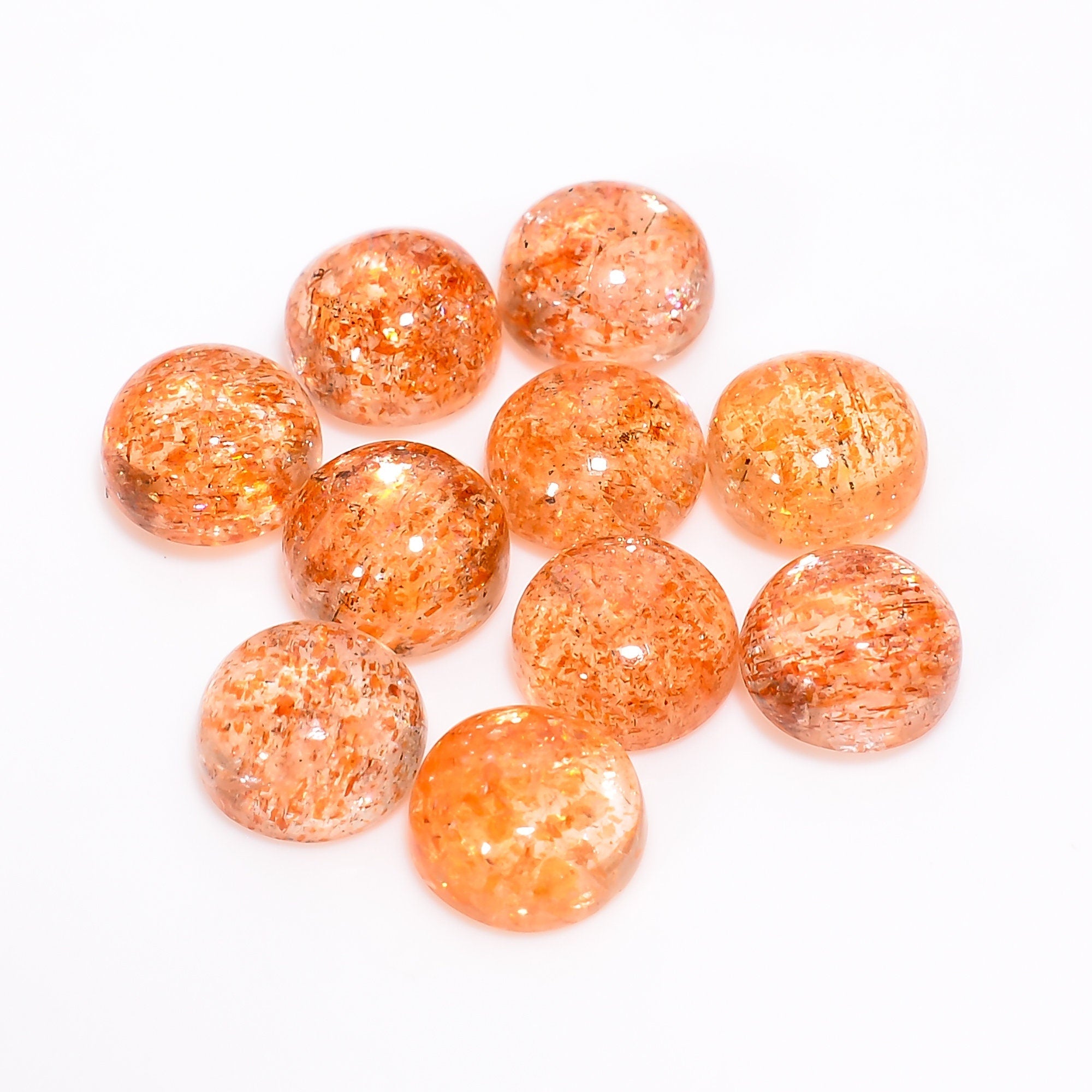 sunstone round shape cabochon natural loose gemstone 10 pcs lot