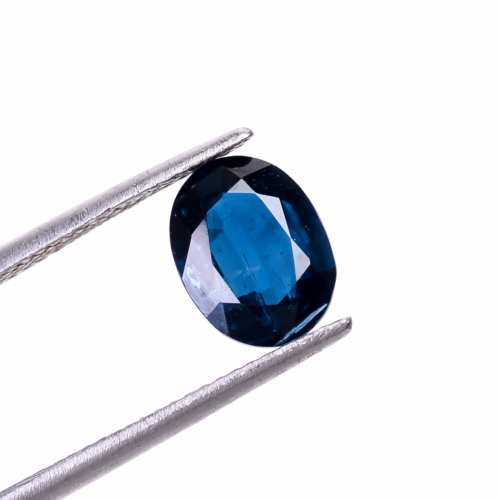 natural dark blue kyanite oval shape cut stone loose gemstone