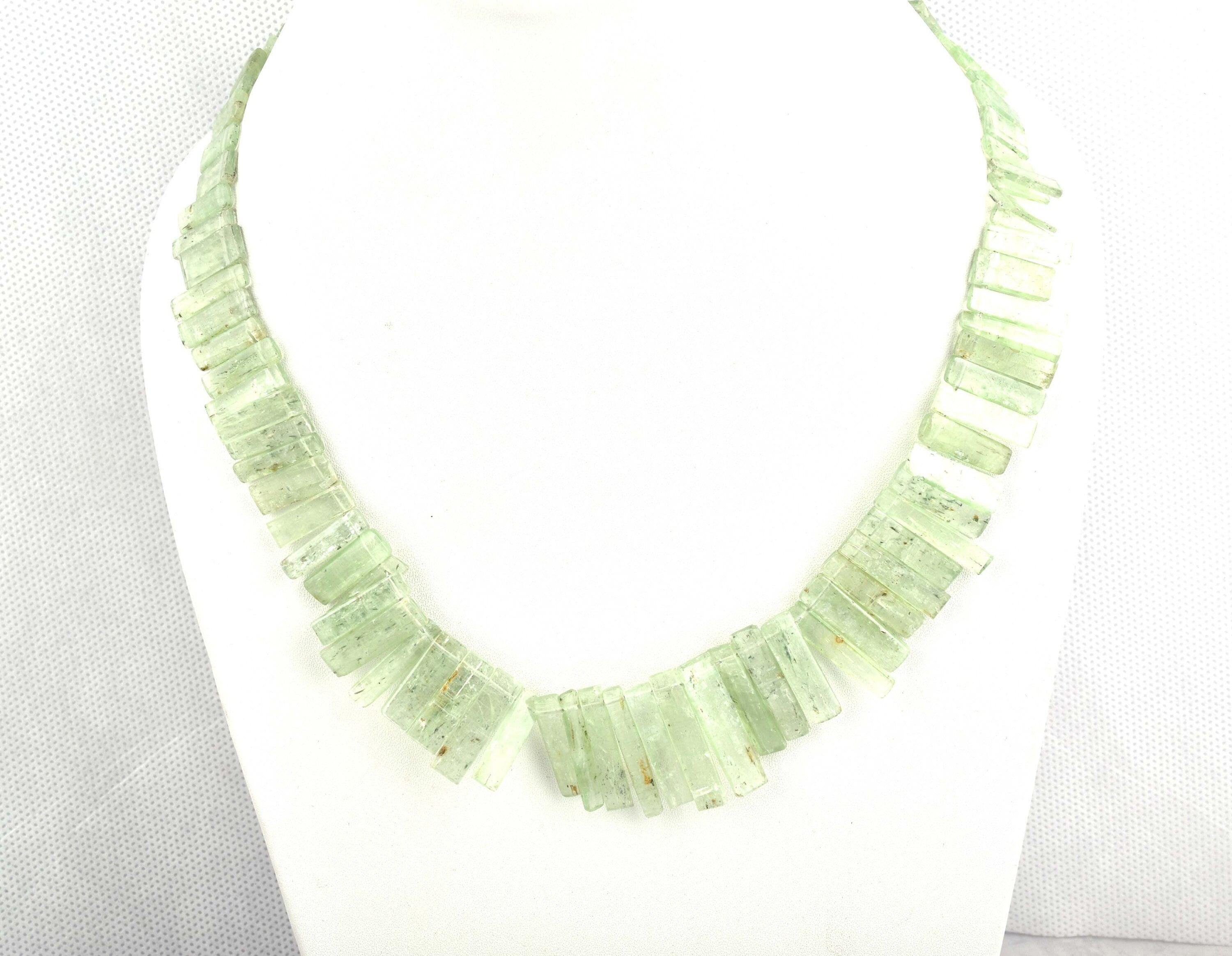 green kyanite sticks stone beads necklace 16inch green kyanite sticks 235cts ready to wear adjustable with silver lock kyanite beads 