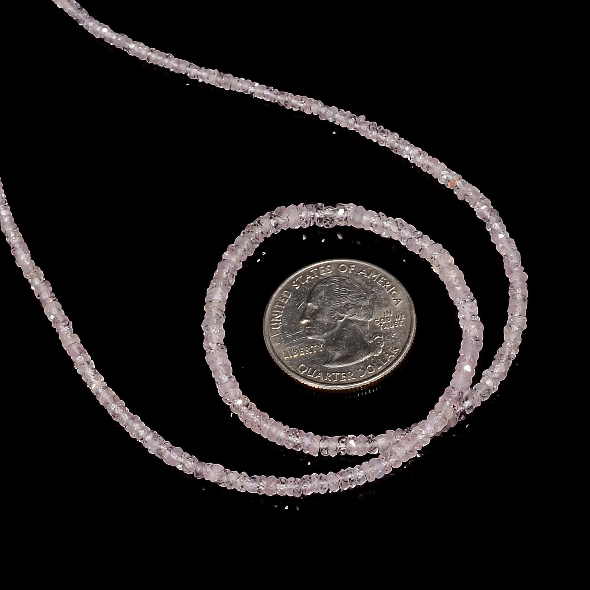 pink sapphire natural gemstone rondelle shape faceted 15 lines strand 18 beads 3x3x2 mm 721 ct yn 492