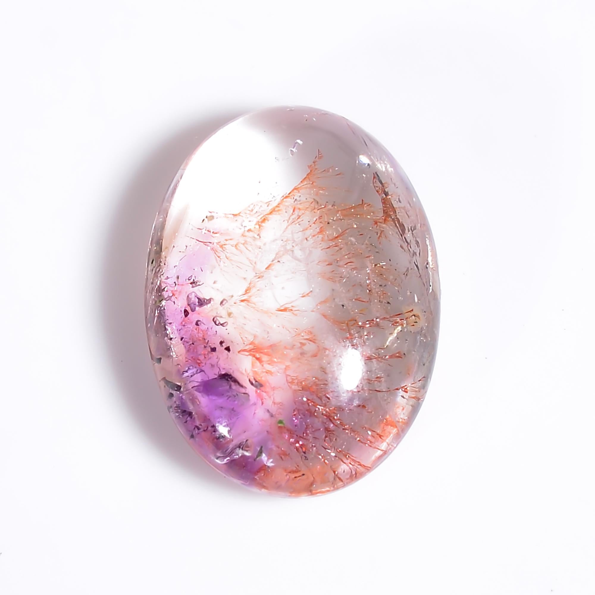 elestial quartz natural oval shape cabochon loose gemstone