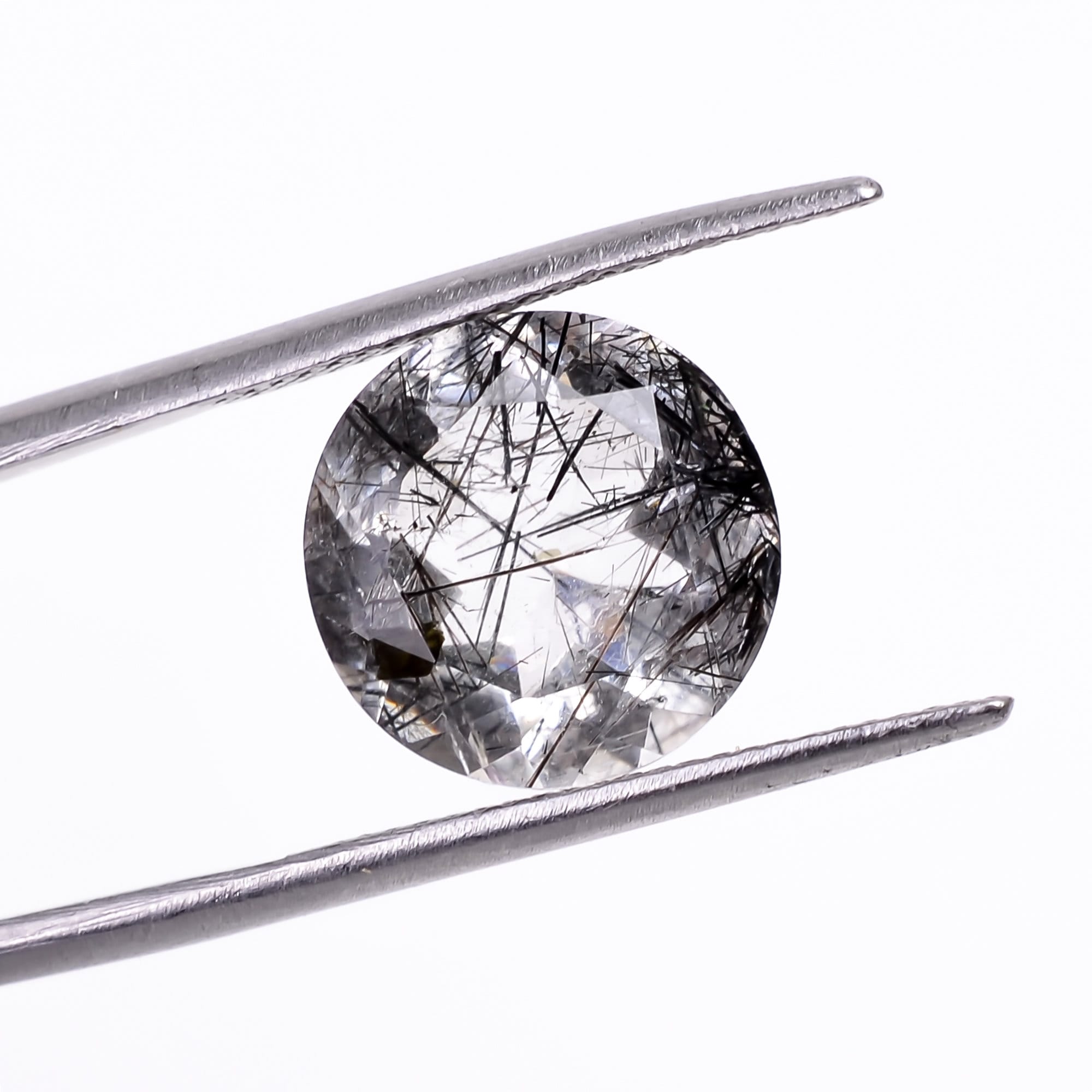 black rutile natural quartz round shape cut stone loose gemstone