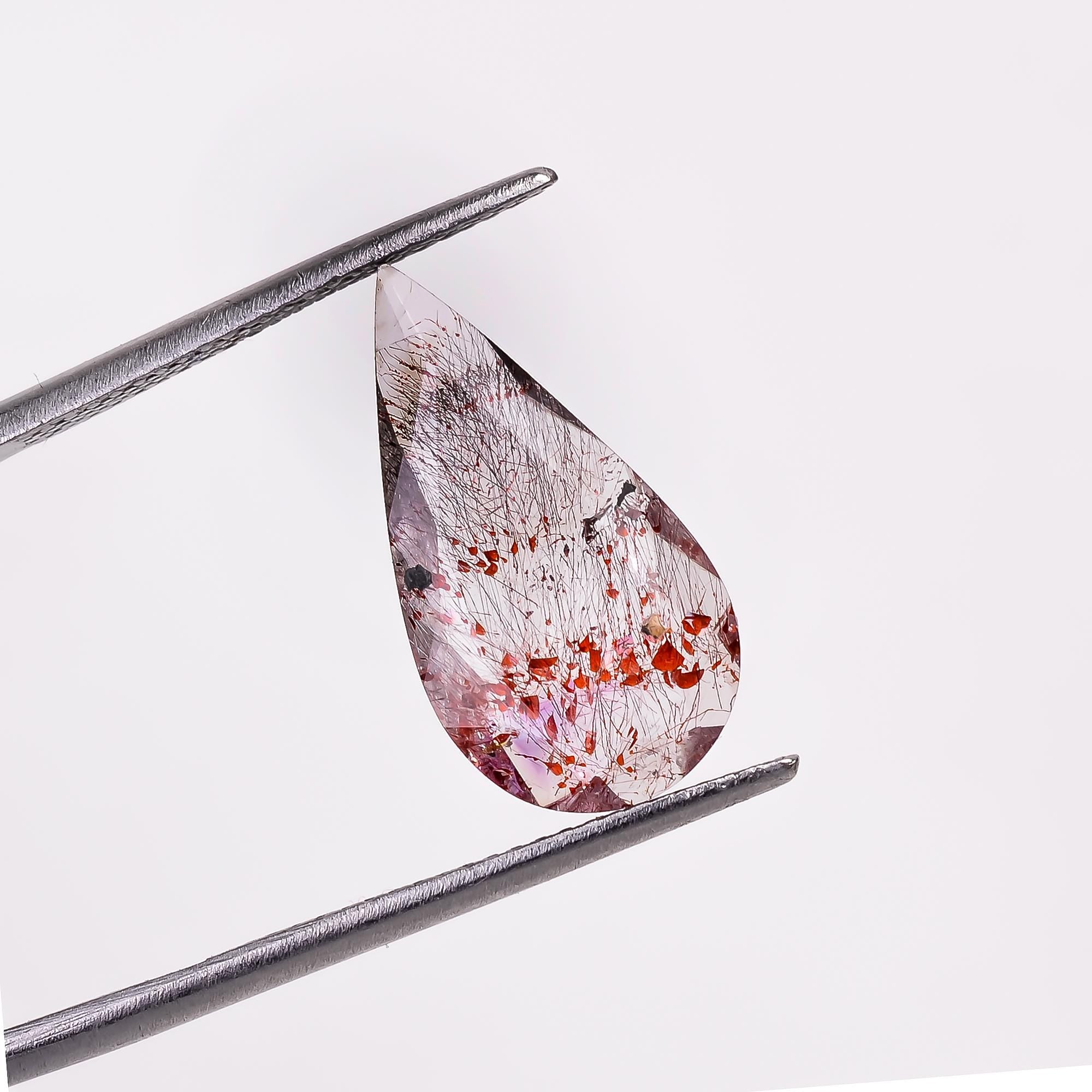 elestial quartz pear shape cut stone loose gemstone