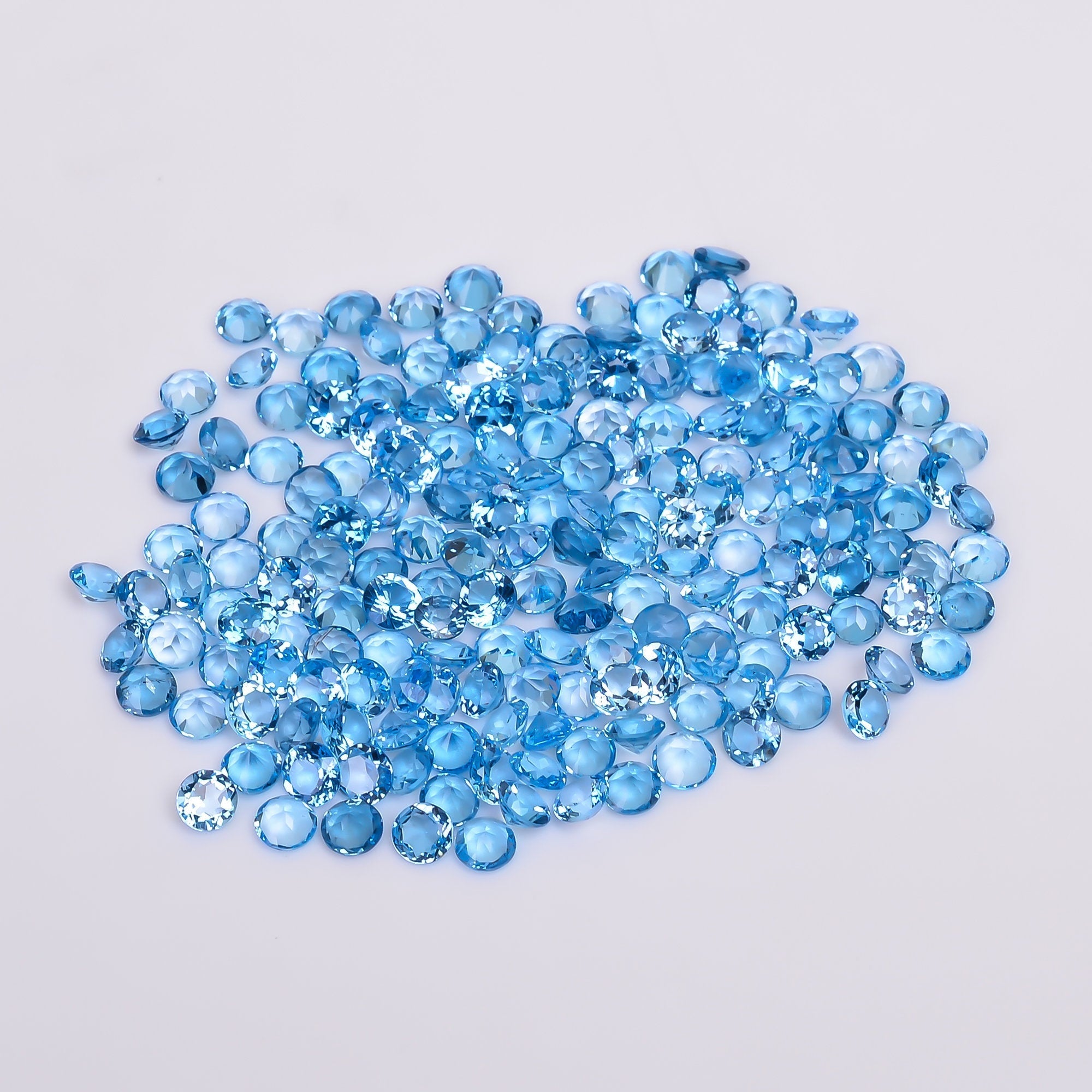 natural blue topaz round shape cut stone loose gemstone lot