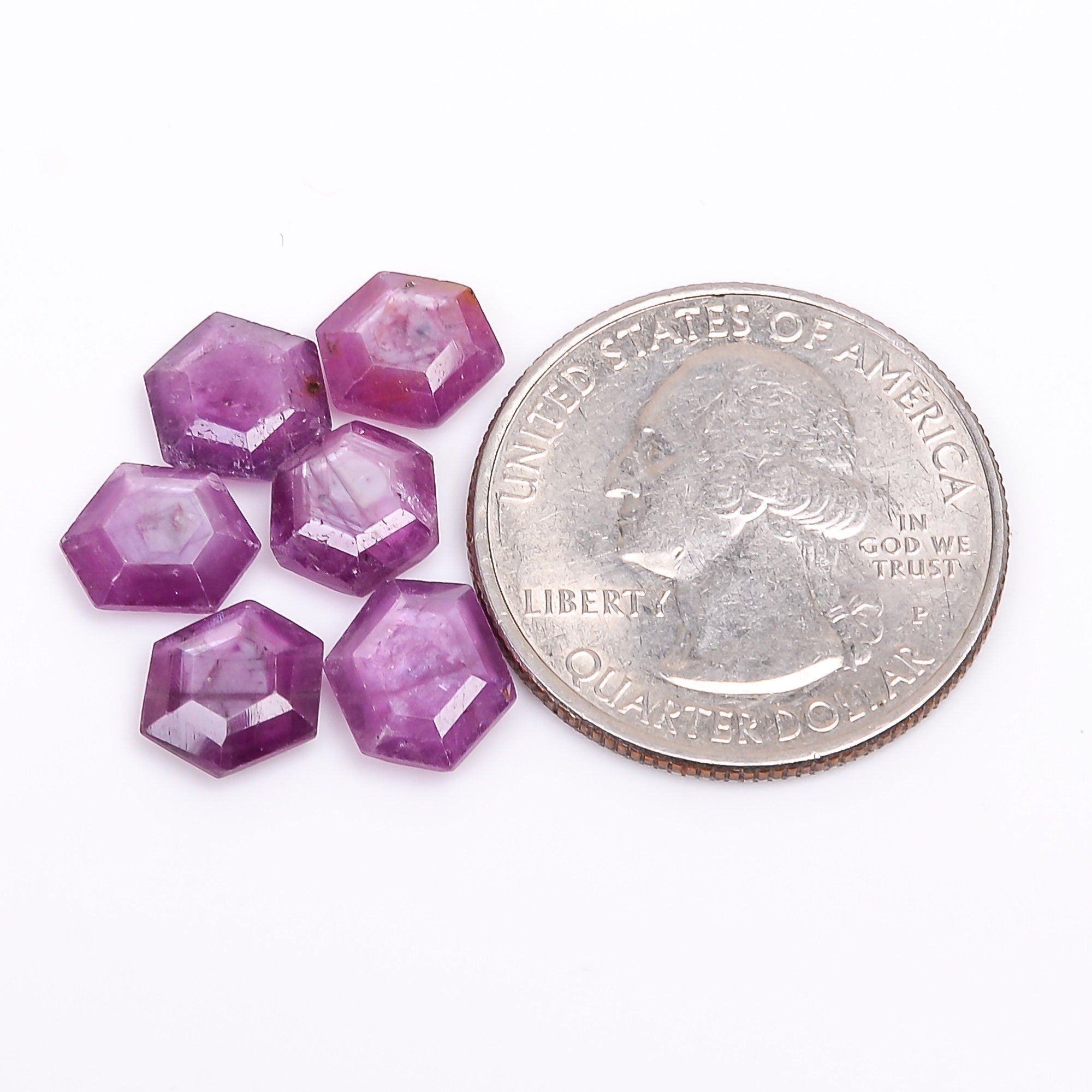 ruby natural hexagon texture shape cut stone loose gemstone 6 pcs lot
