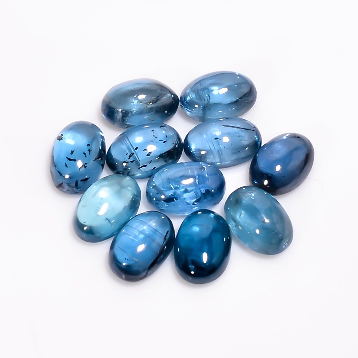 blue kyanite oval shape cabochon loose gemstone 11 pcs lot