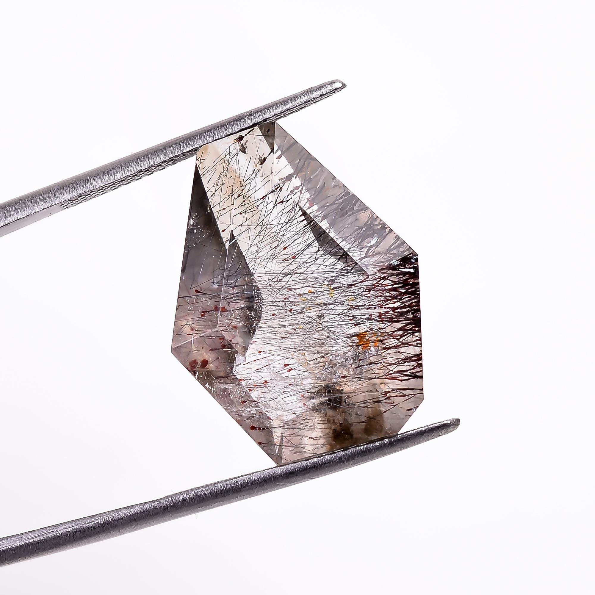 elestial amethyst with rutile fancy shape cut stone loose gemstone