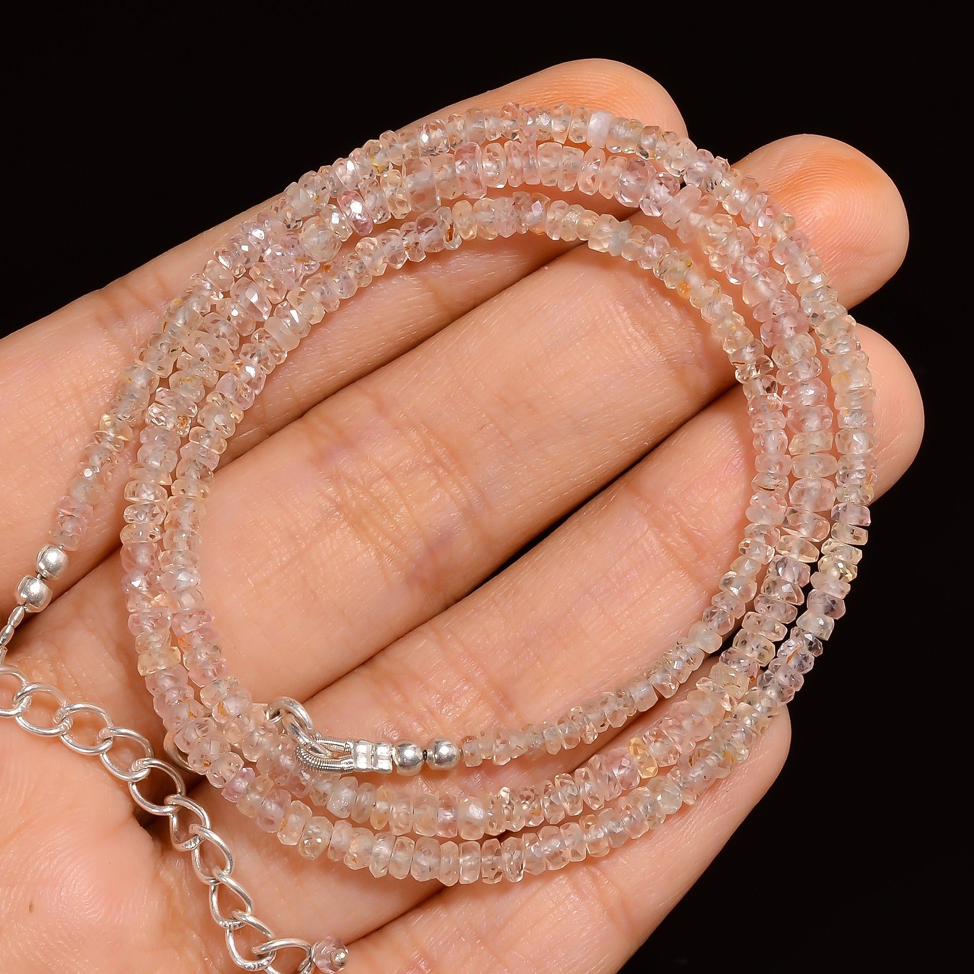 sapphire natural gemstone rondelle shape faceted beads necklace