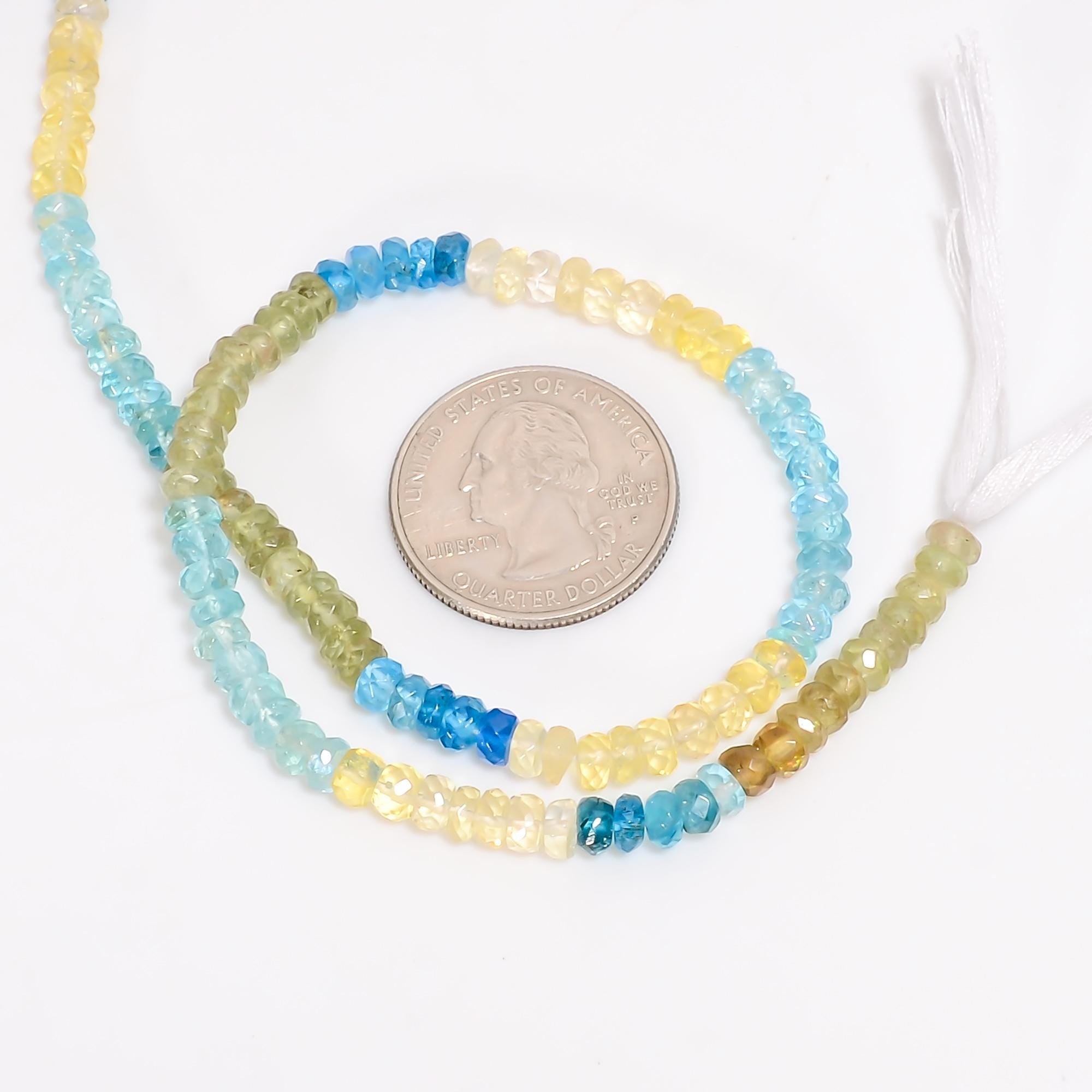 multi apatite natural gemstone rondelle shape faceted 