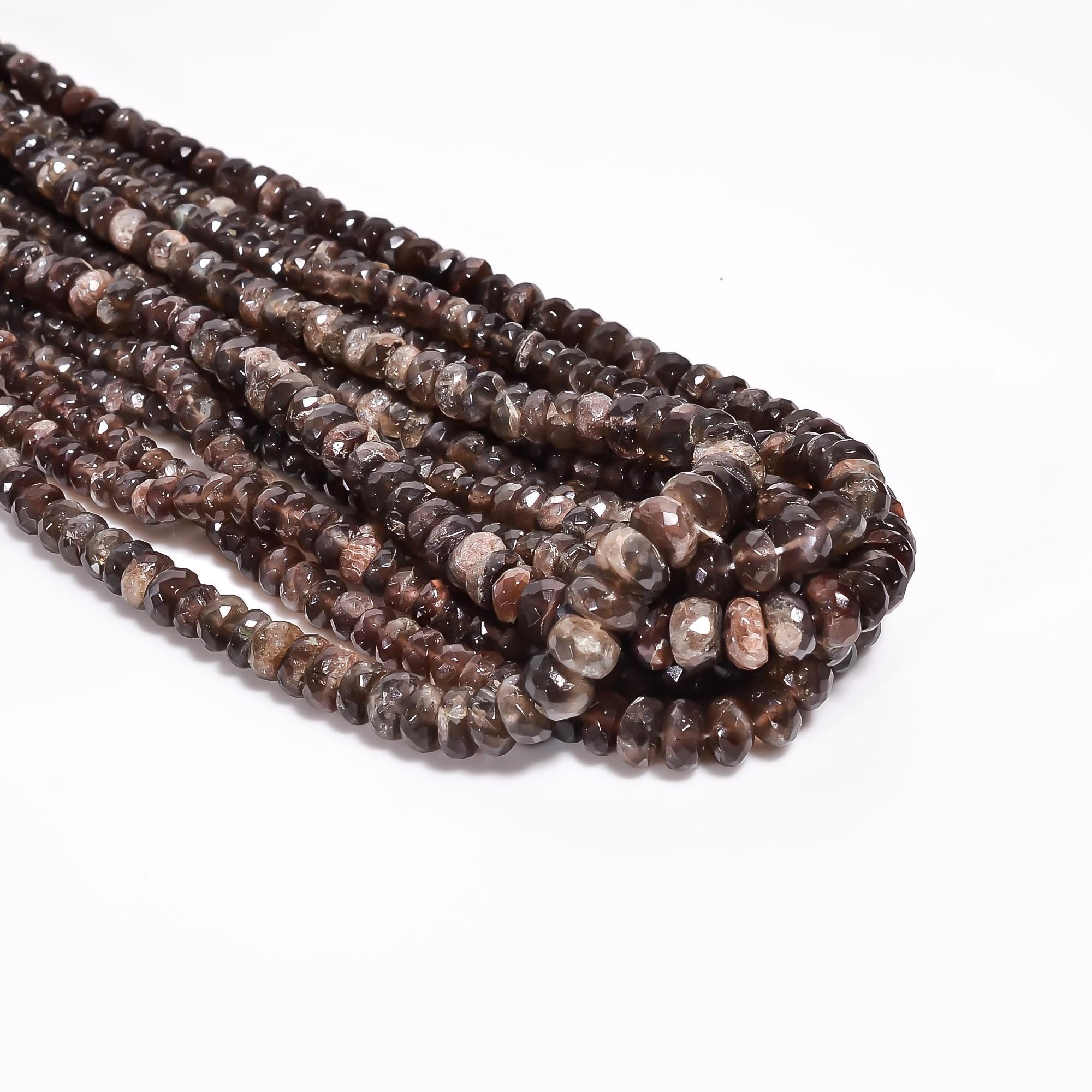 brown feldspar natural gemstone rondelle shape faceted 