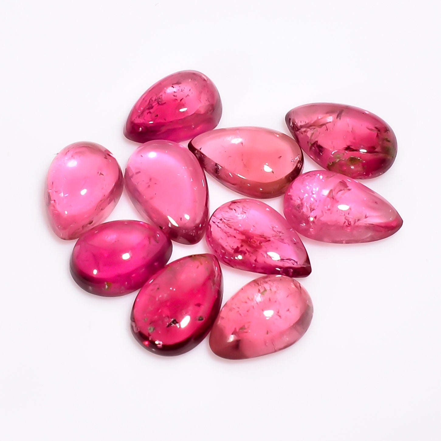 pink tourmaline pear shape cabochon loose gemstone 10 pcs lot